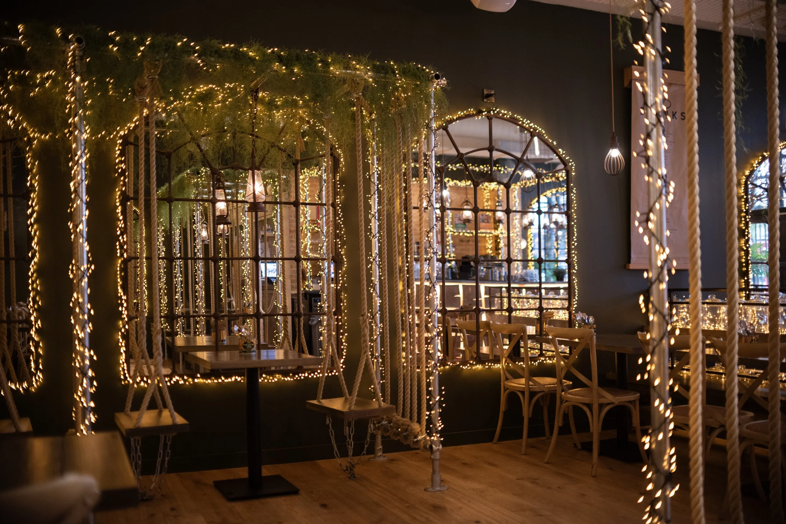 mowgli lincoln restaurant fit out interior dining and fairy lighting