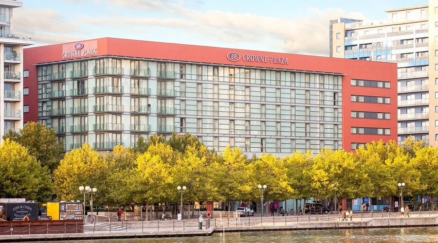 outside of crowne plaza london docklands hotel.jpg