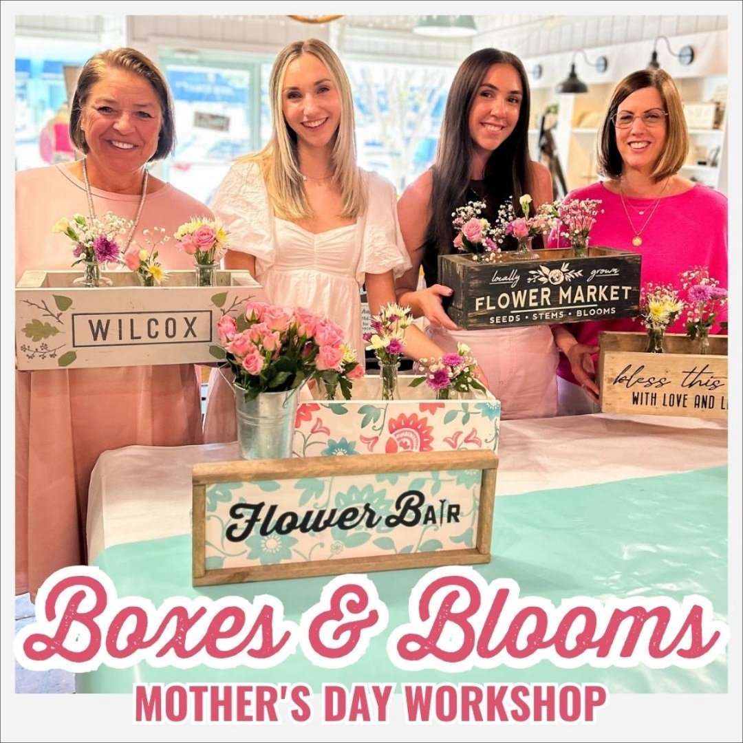 Boxes + Blooms workshop is BACK at @arworkshopmilton on May 11th @ 7pm just in time for Mother's Day! 
🌺Start with a customized centerpiece box painted with your choice of colors and personalized design.
🌼Fill your box with your favorite florals, h