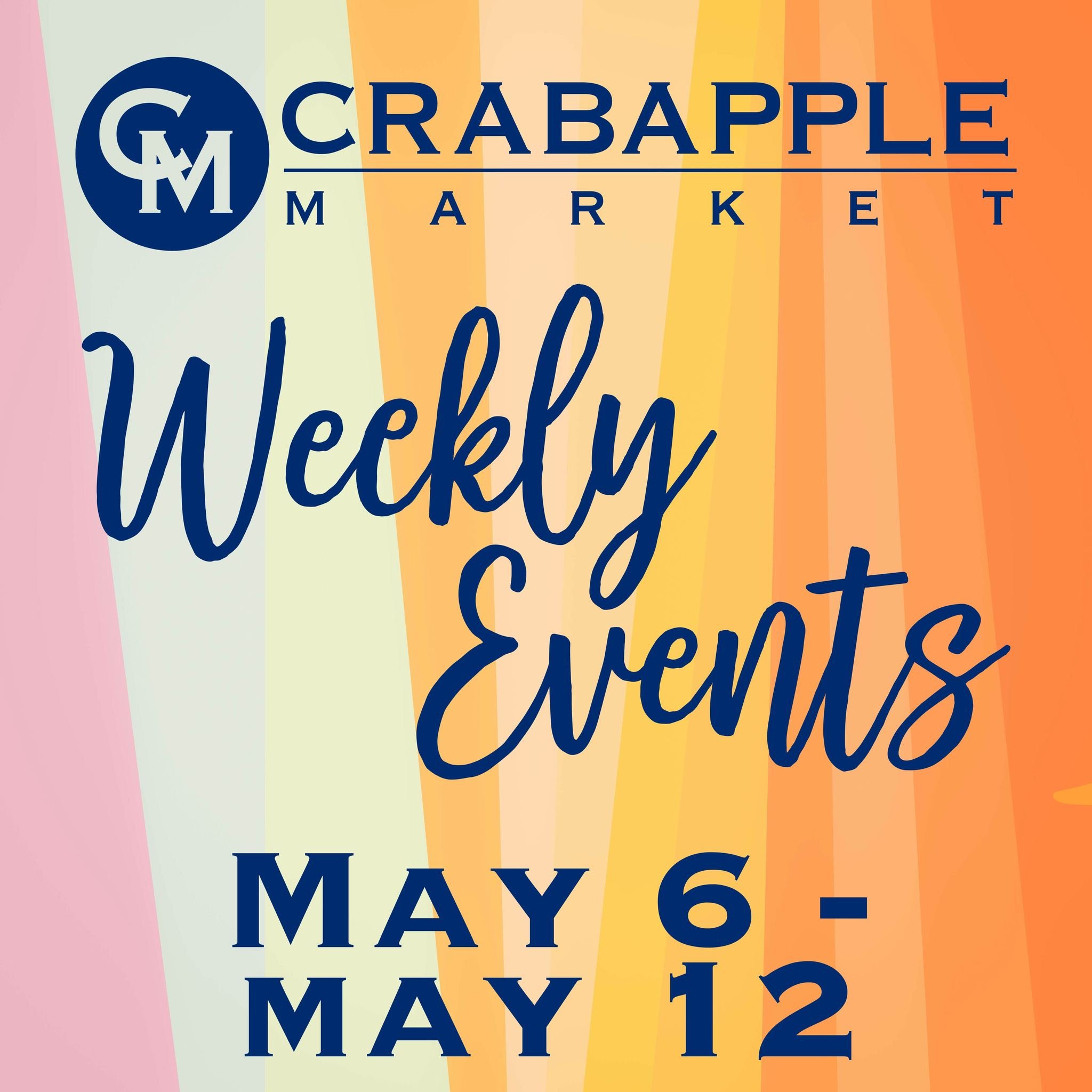 🌸May is in full bloom at Crabapple Market! Who else is excited for the first Grace on The Green Friday night with Kevin Swan and The Well Collective? Check out the full line up for this week.🌼