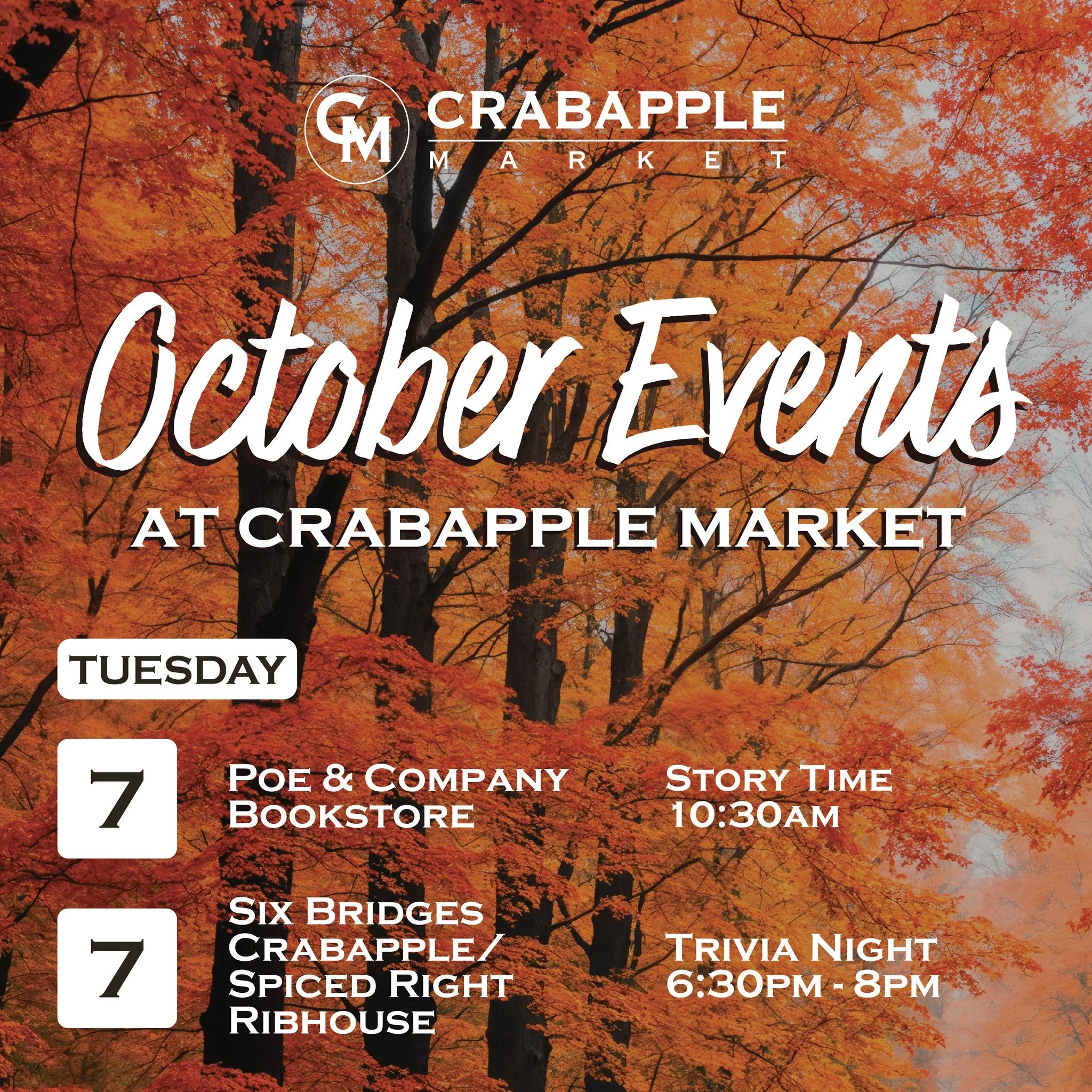 What&rsquo;s UP ⬆️at Crabapple Market? Check out all the events this week on The Green and around the center. It&rsquo;s always a great time to support the local restaurants and business here in the #heartofmilton. 🧡

#shoplocal #eatlocal #supportlo