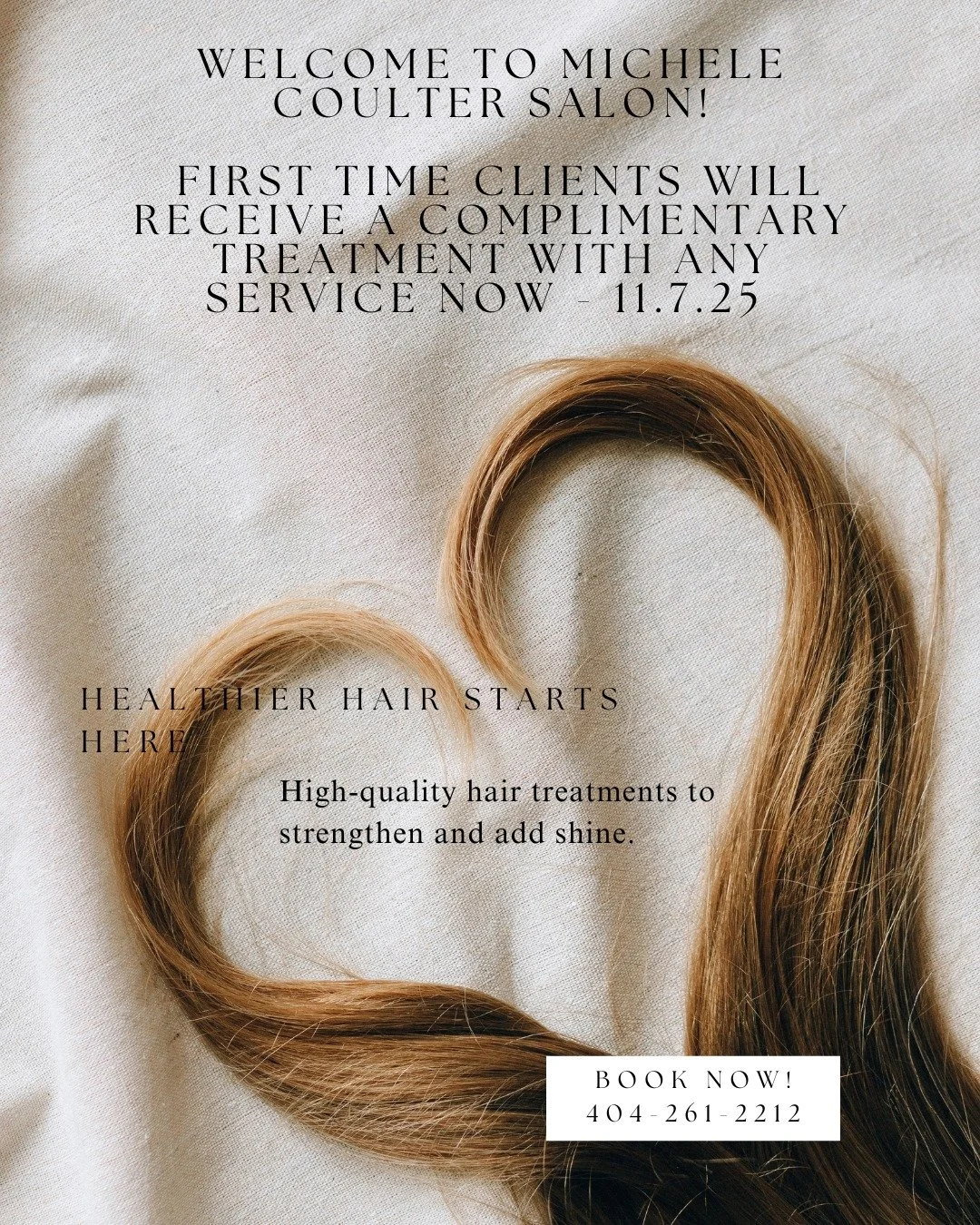 ⚡Exciting promotion from @michelecoultersalon! New clients will receive a complimentary treatment with any other service. Promotion is good now through November 7th. Don't miss out! Call today for beautiful hair. 
💥Book now: 404.261.2212

#hair #hai
