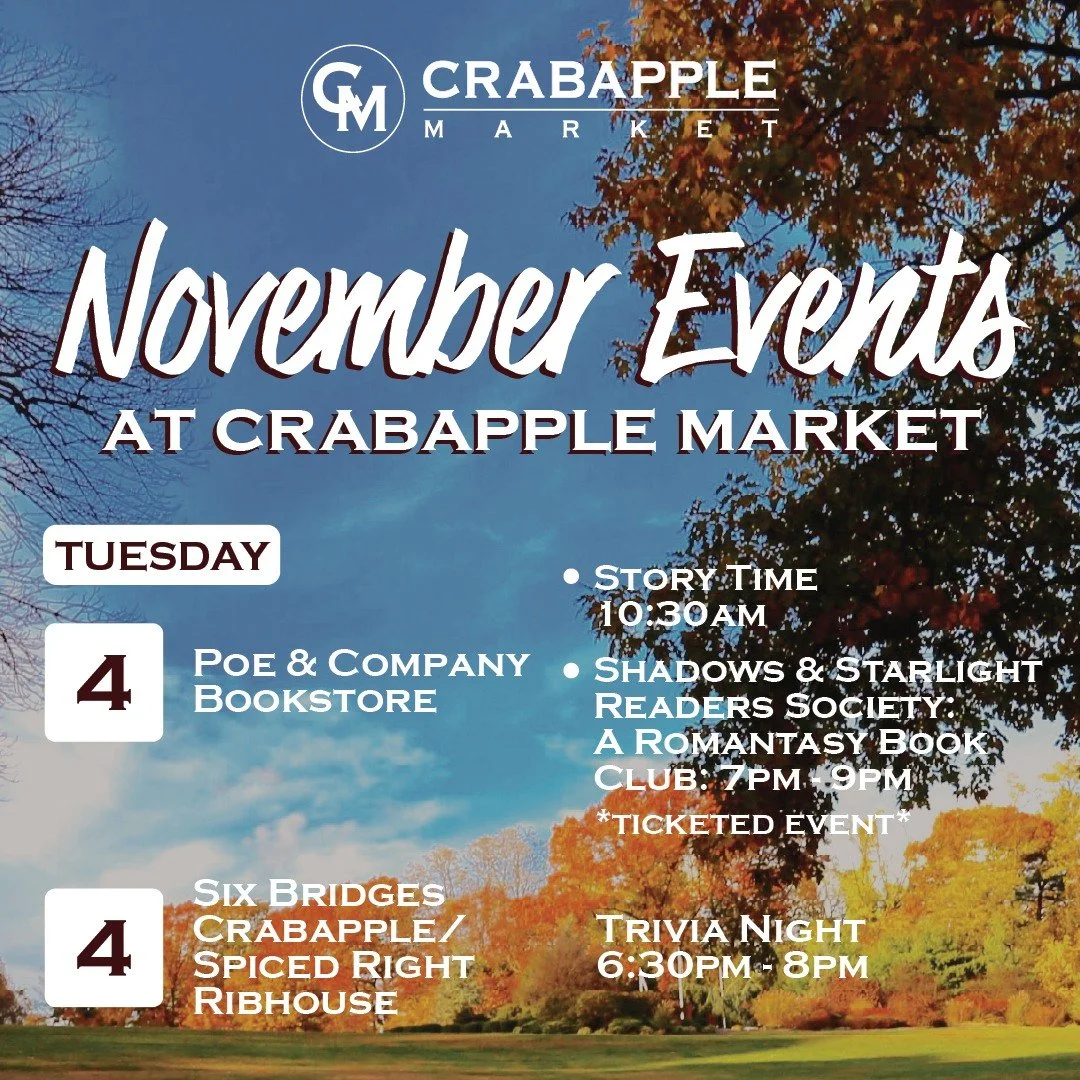 Fall color has arrived and we are loving it! Enjoy the outdoors, Sunday, at the Holiday Shop, Sip &amp; Stroll 1 - 5PM on #TheGreen. Check out the fun events all around Crabapple Market this week.

CORRECTION from an earlier post: @revelartscollectiv