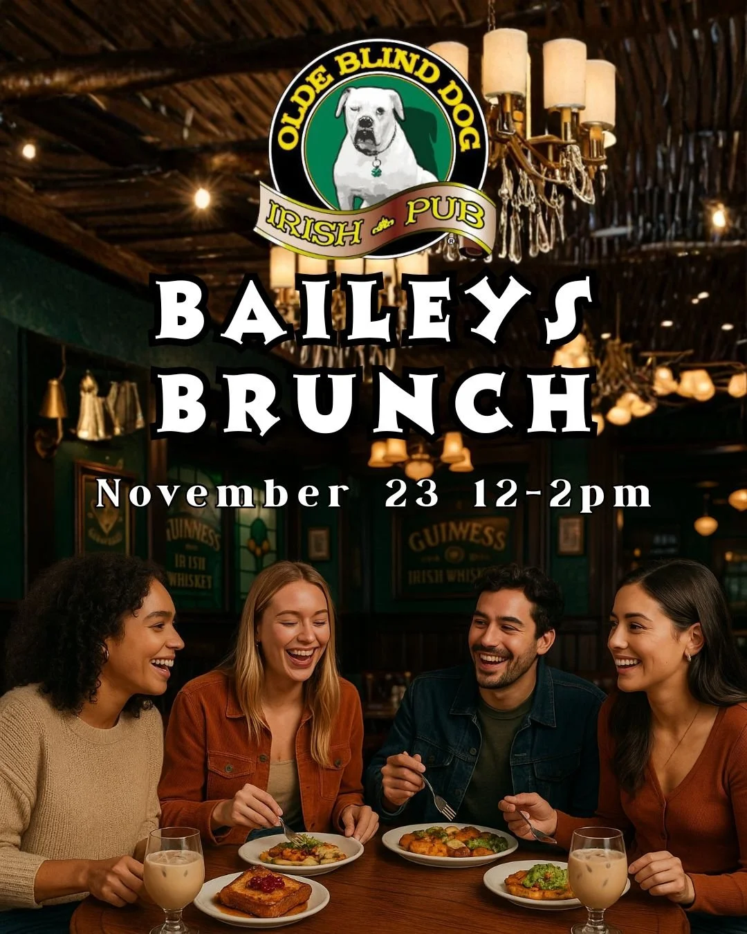 What could be better than Bailey&rsquo;s Brunch at @oldeblinddog? Not much!
Enjoy their classic brunch favorites plus a lineup of specialty Bailey&rsquo;s cocktails for the ultimate Sunday treat. Mark your calendars for Sunday, November 23rd, 12 - 2P