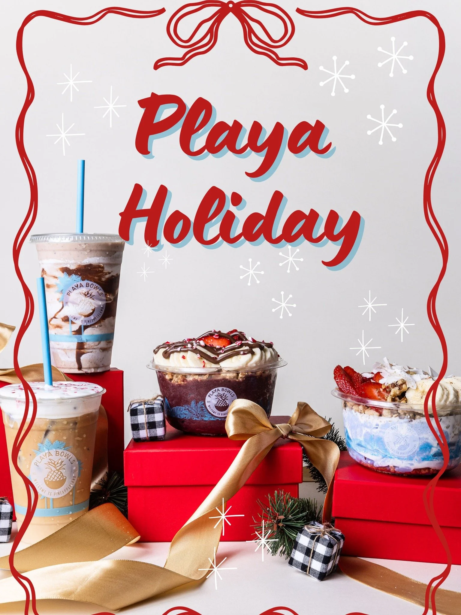 The holidays are here at  @playabowlscrabapple with holiday fan favorites and a few new tasty creations too! 
 🌟North Pole Acai Bowl: Playa Acai base topped with blueberry flax granola, banana, strawberry, Nutella&reg; &amp; crushed peppermint
 ❄️Av