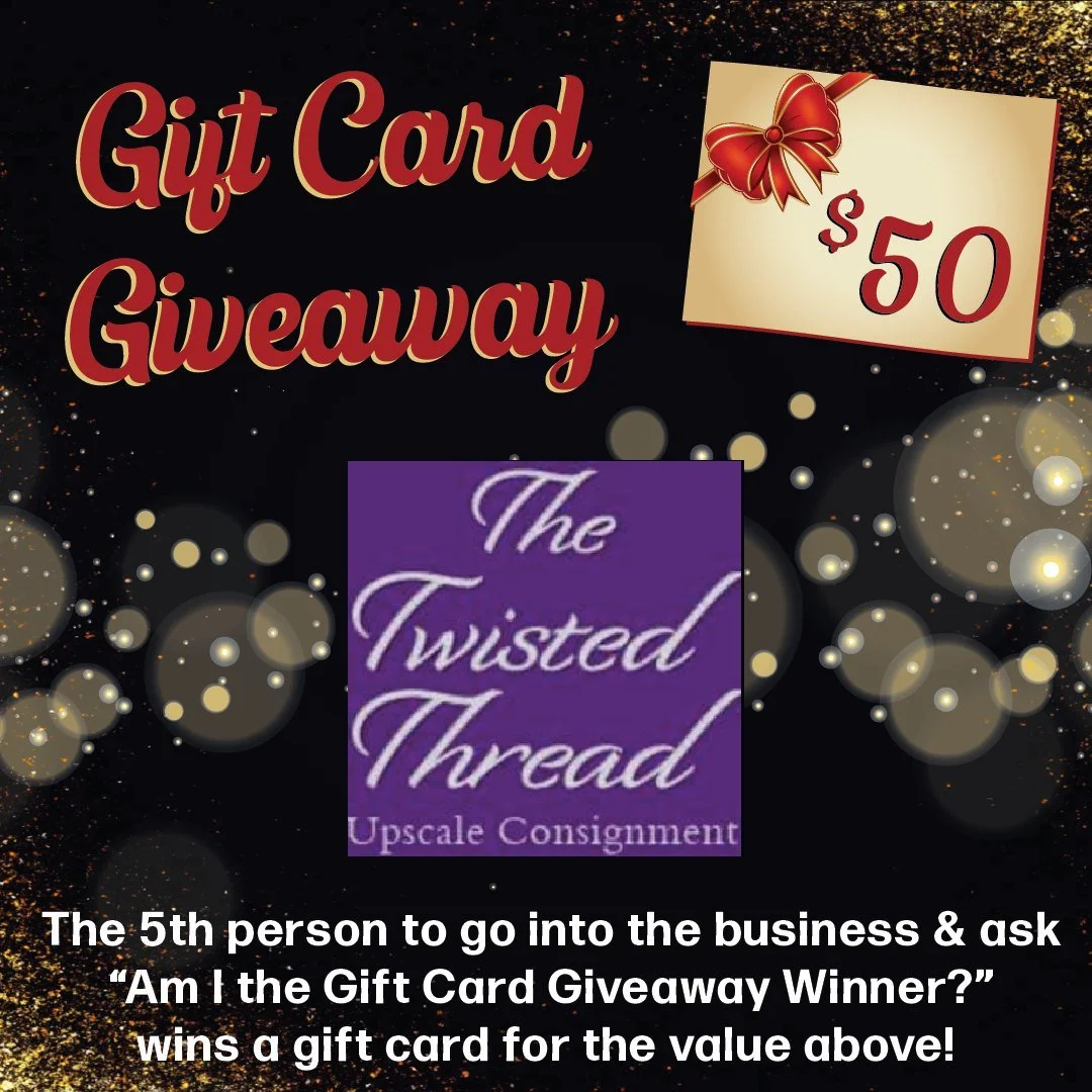 🌟Hooray! It's DAY FOUR of the Crabapple Market gift card away! Drop in at The Twisted Thread Upscale Consignment  and be the 5th person to ask, &ldquo;Am I the Gift Card Giveaway winner?&rdquo; and win a $50 gift card!  While you are there, find ama