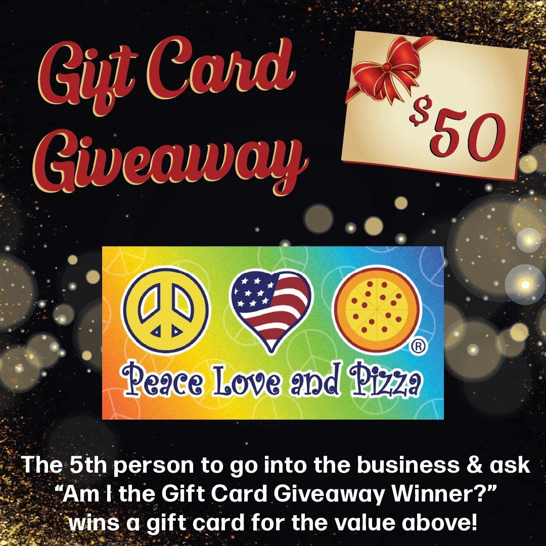 🍕Let's eat Pizza! Win a $50 gift card from @peaceloveandpizza! Stop by and be the 5th person to ask, &ldquo;Am I the Gift Card Giveaway winner?&rdquo;. Follow Crabapple Market social media daily through December 22rd to discover which business will 