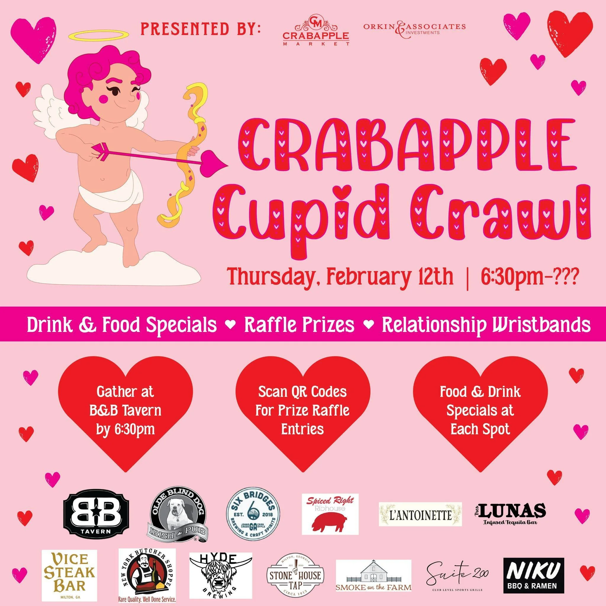 Love is in the air, and we&rsquo;re introducing a NEW event&hellip; 
💘 The Crabapple Cupid Crawl 💘
After the huge success of the Christmas Kringle Crawl, we&rsquo;re bringing the fun back with a Valentine-themed twist! On Thursday, February 12, 13 