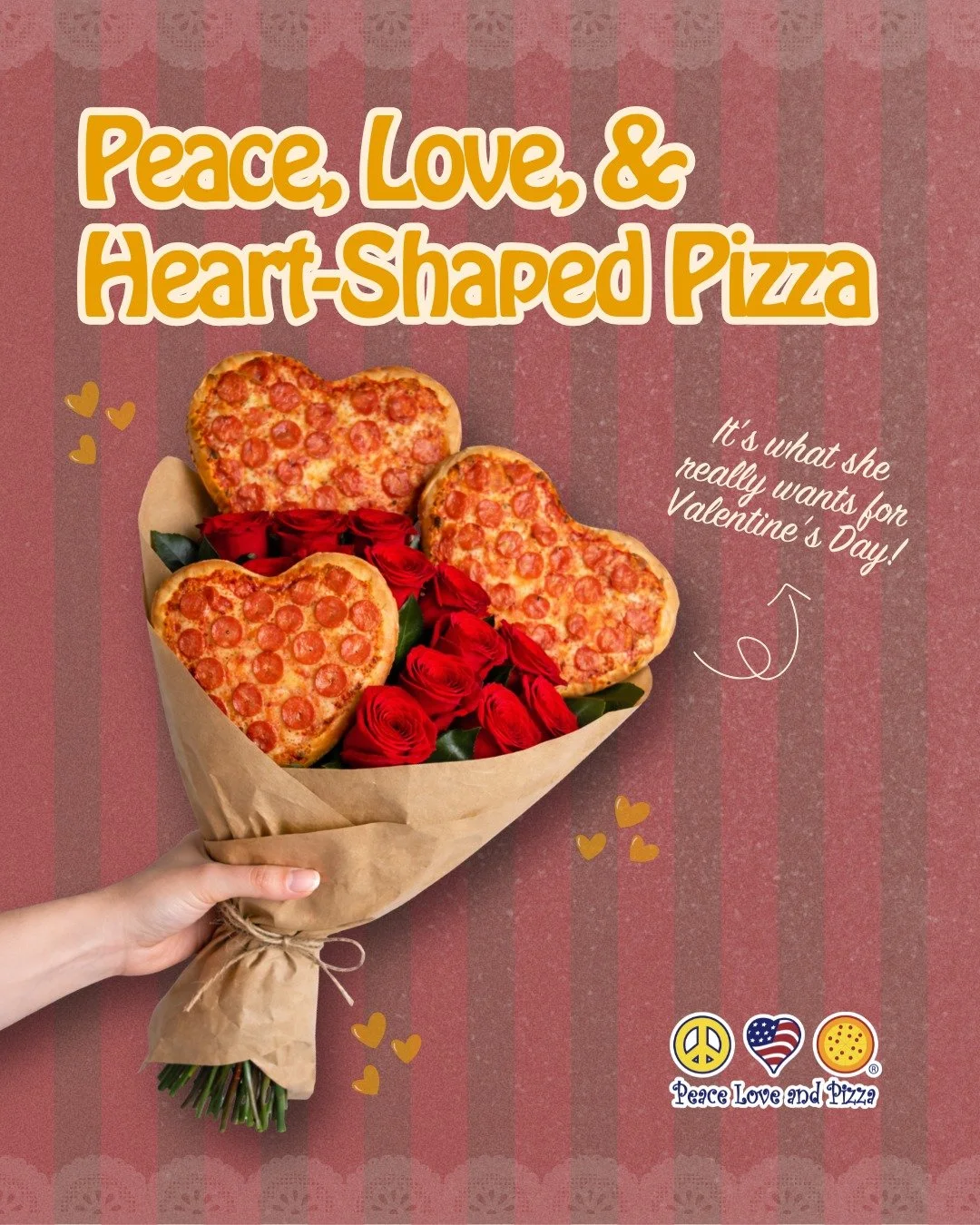 💖If your SPECIAL someone isn&rsquo;t into flowers or chocolate, a heart-shaped pizza may be the best way to say, &ldquo;I LOVE YOU&rdquo;. @peaceloveandpizza can turn any pizza into a heart! Be sure to toggle "Heart-shaped" in the Peace, L