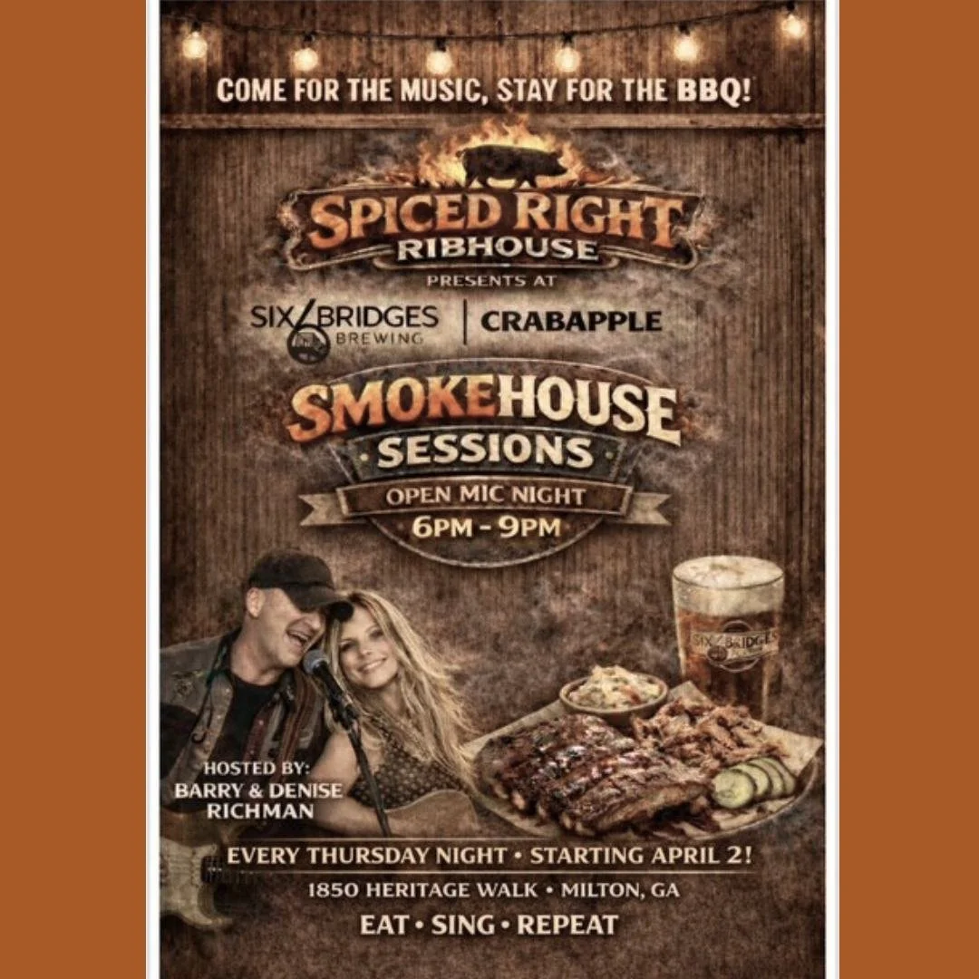 @spicedrightcrabapple and @sixbridgescrabapple present Smokehouse Sessions Open Mic Night! Starting Thursday,  April 2nd, and hosted by Barry &amp; Denise Richman, open mic night makes for a fun, midweek activity. Come for music, stay for the BBQ and