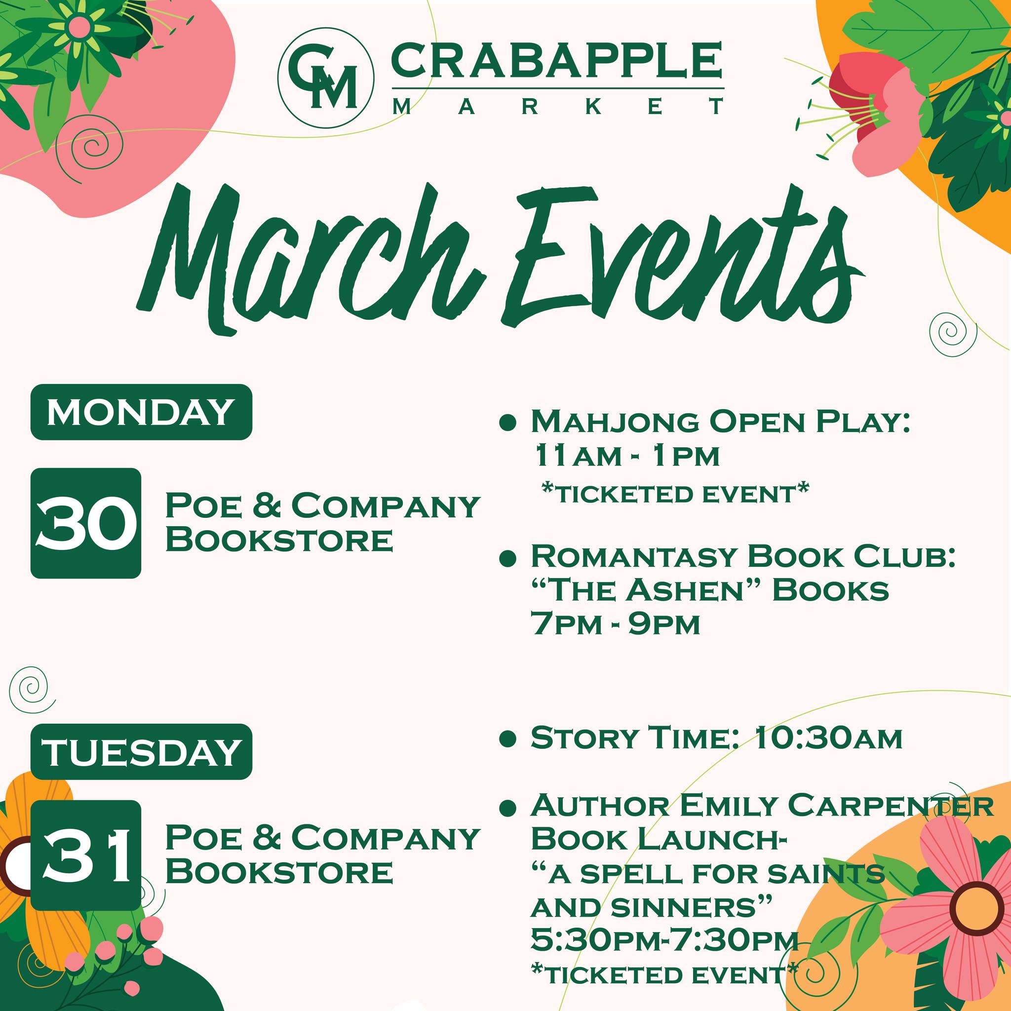 The week at a glance at Crabapple Market! Join Stonecreek Church for a Good Friday service on The Green, Friday, April 3rd at 7PM. Celebrate Easter outdoors with a special service hosted by City Church Milton at 10AM on Easter Sunday. In the meantime