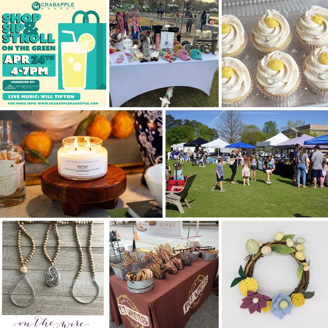 We LOVE Shop, Sip &amp; Stroll on The Green! Next one is Friday, April 24th from 4 - 7PM. You don&rsquo;t want to miss the perfect afternoon of shopping, sipping and strolling. Browse the 35+ vendors and relax to the music of Will Tipton for a fun ti