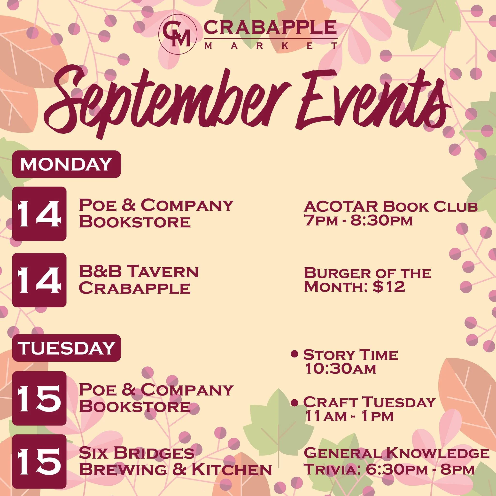 It's a brand-new week at Crabapple Market! Lots of laughs are coming your way at the Punchline Comedy Night on The Green, Wednesday, September 16th. It's FREE! Check out everything else on the schedule too!

#weeklyevents #events #livemusic #bookstor