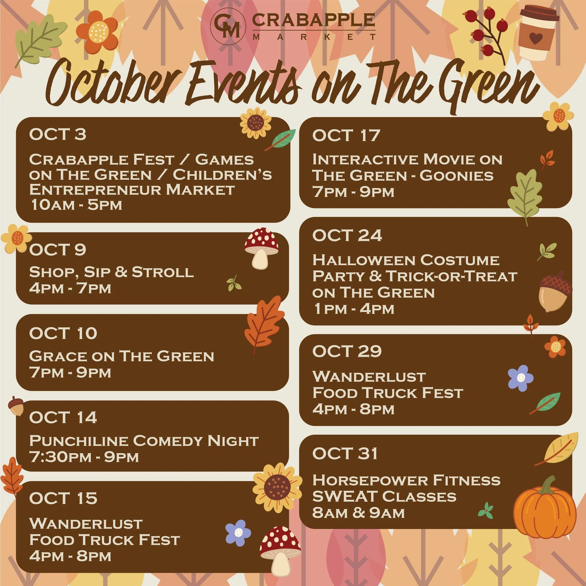 🍁Let&rsquo;s WELCOME October! We love the cooler temps and the fall color. It&rsquo;s a super busy month on The Green with lots of events for the whole family. Check out all that&rsquo;s happening and make more memories with family &amp; friends in 