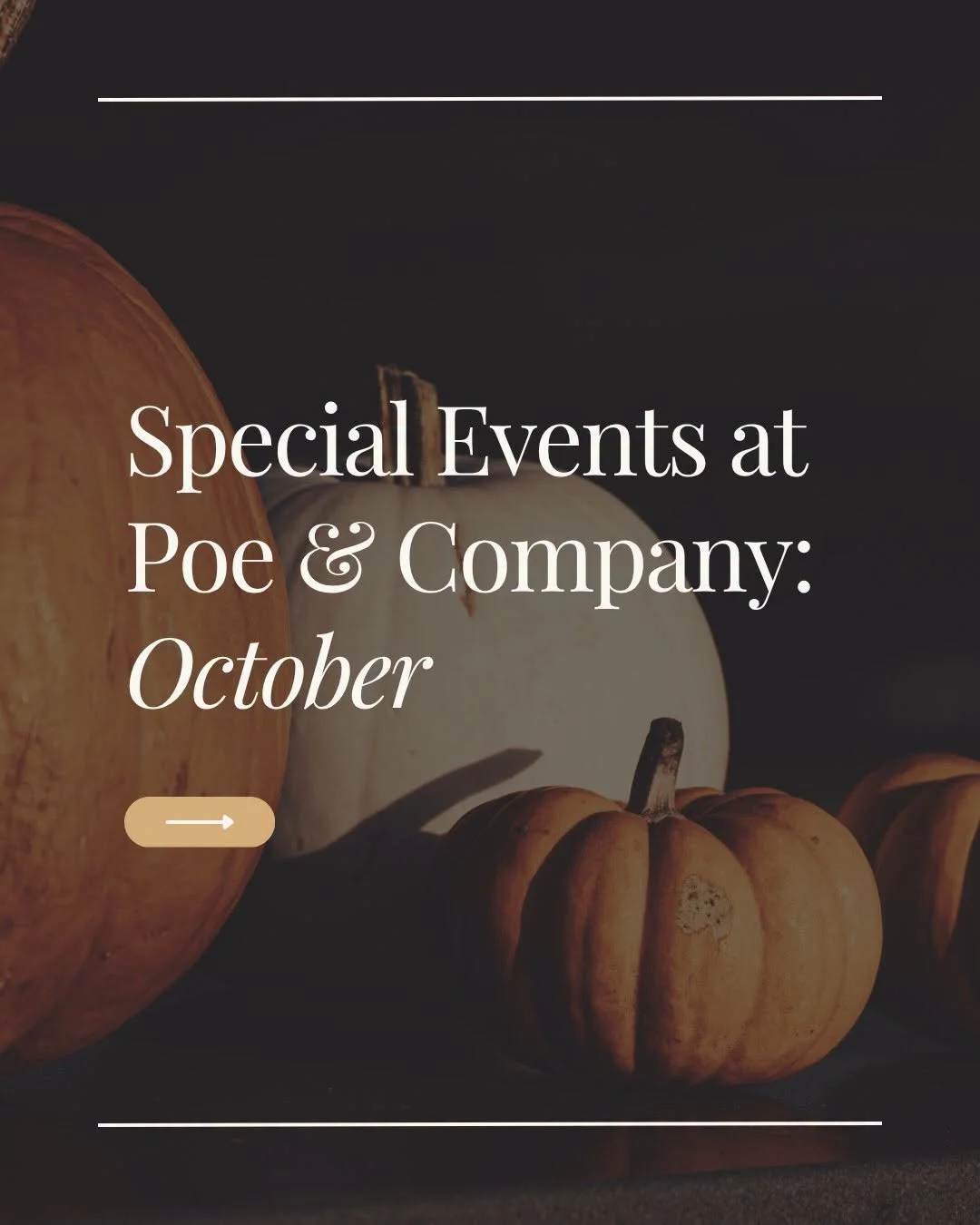 @poeandcompanybookstorellc has the BEST events planned for October! Take a peek at the line up and join in the fun.

#bookstore #books #bookclub #authorevents #heartofmilton #heartofcrabapple #miltonga #crabapplemarketga #crabapple #crabapplemarket