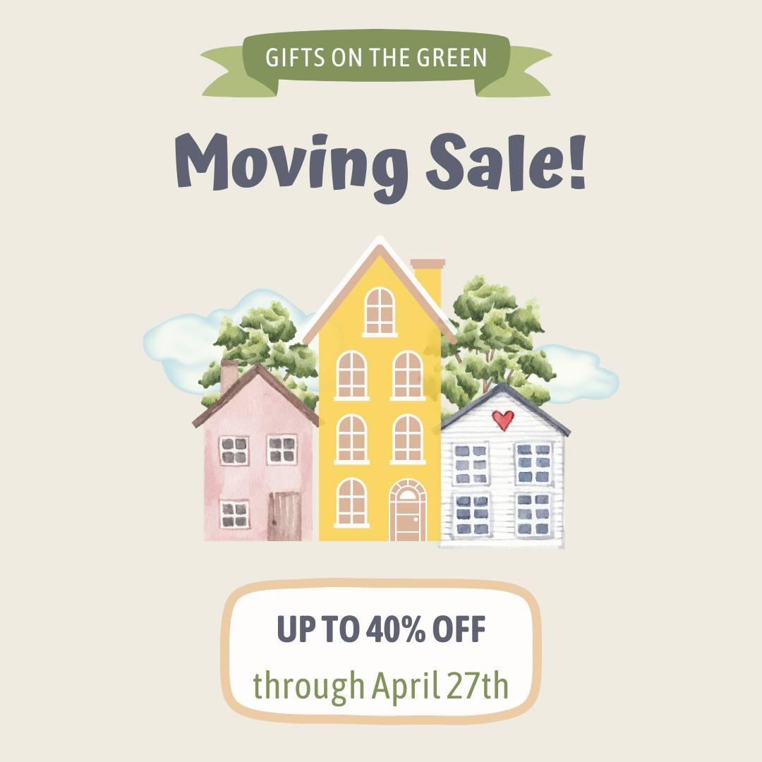 Did you hear the BIG NEWS?! Gifts On the Green is moving! We are relocating the gift shop to a beautiful historic building located at 43 Hayward Avenue just across the Colchester Town Green. With only days until the big move, stop by and take advanta