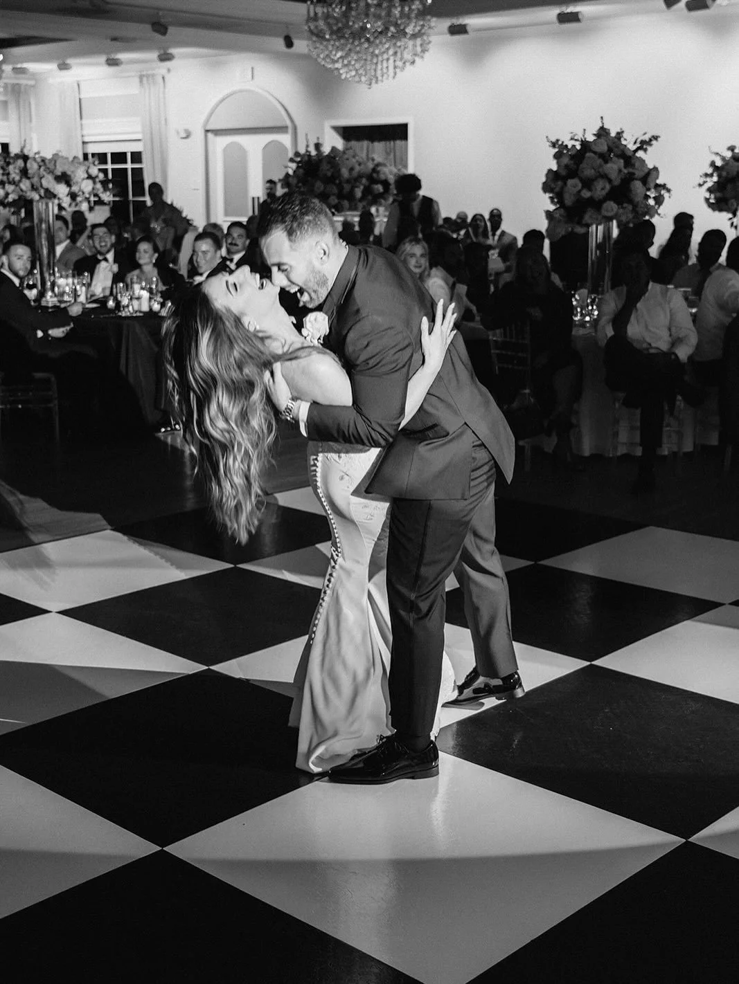The reception scene at Gabby and Nicks wedding is a very unique set for us. We decided to shoot it with ambient light instead of using our flash. Some times the flash can cancel out the lights from the DJ. This party was such a vibe, it really felt l