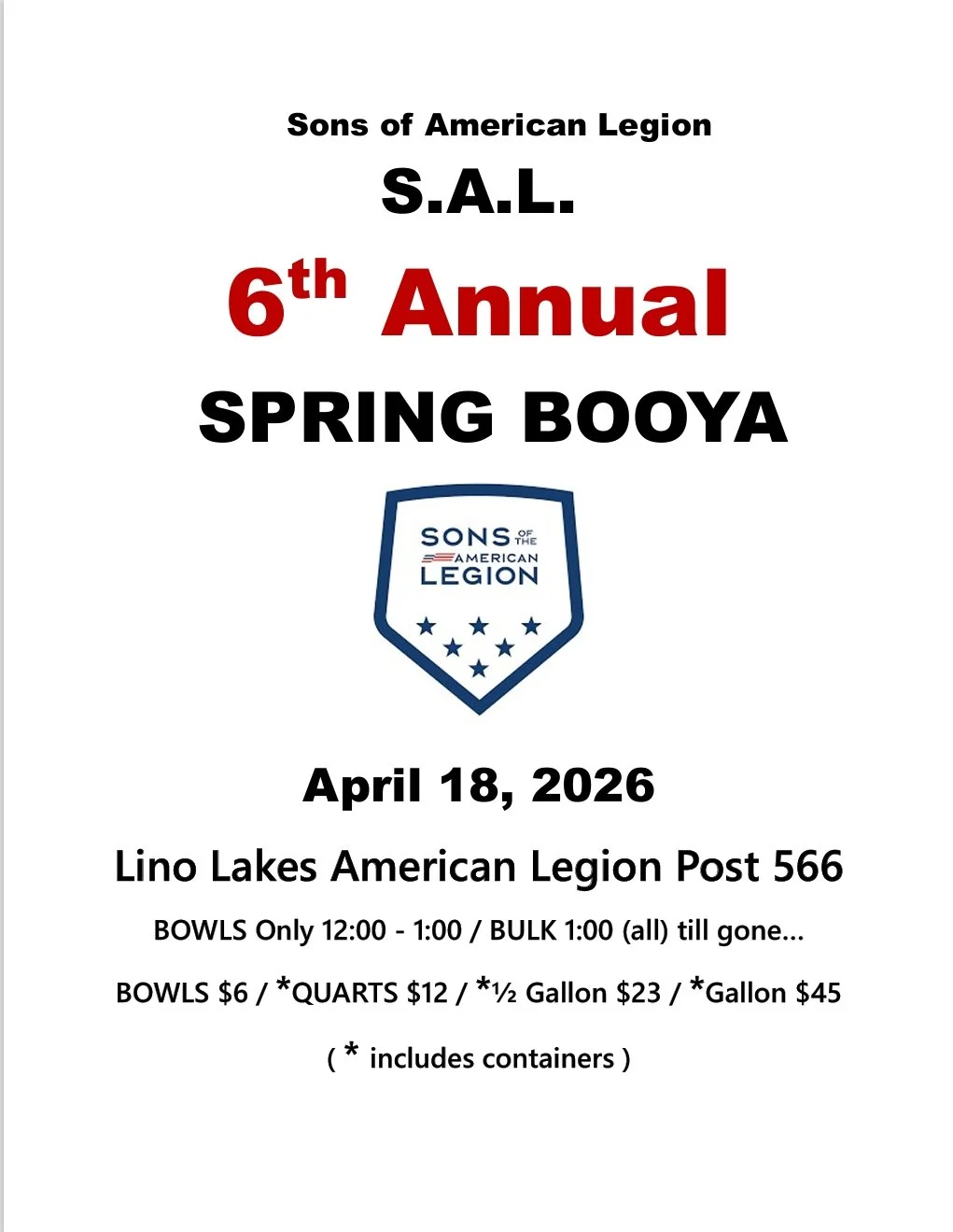 April SAL AL Post 566 Booya