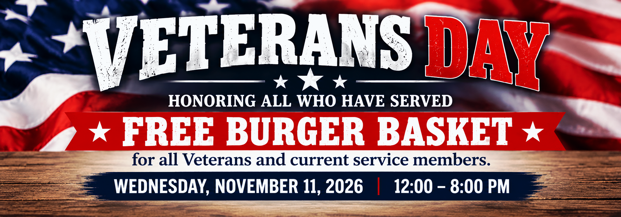 FREE Burger Basket for Veterans