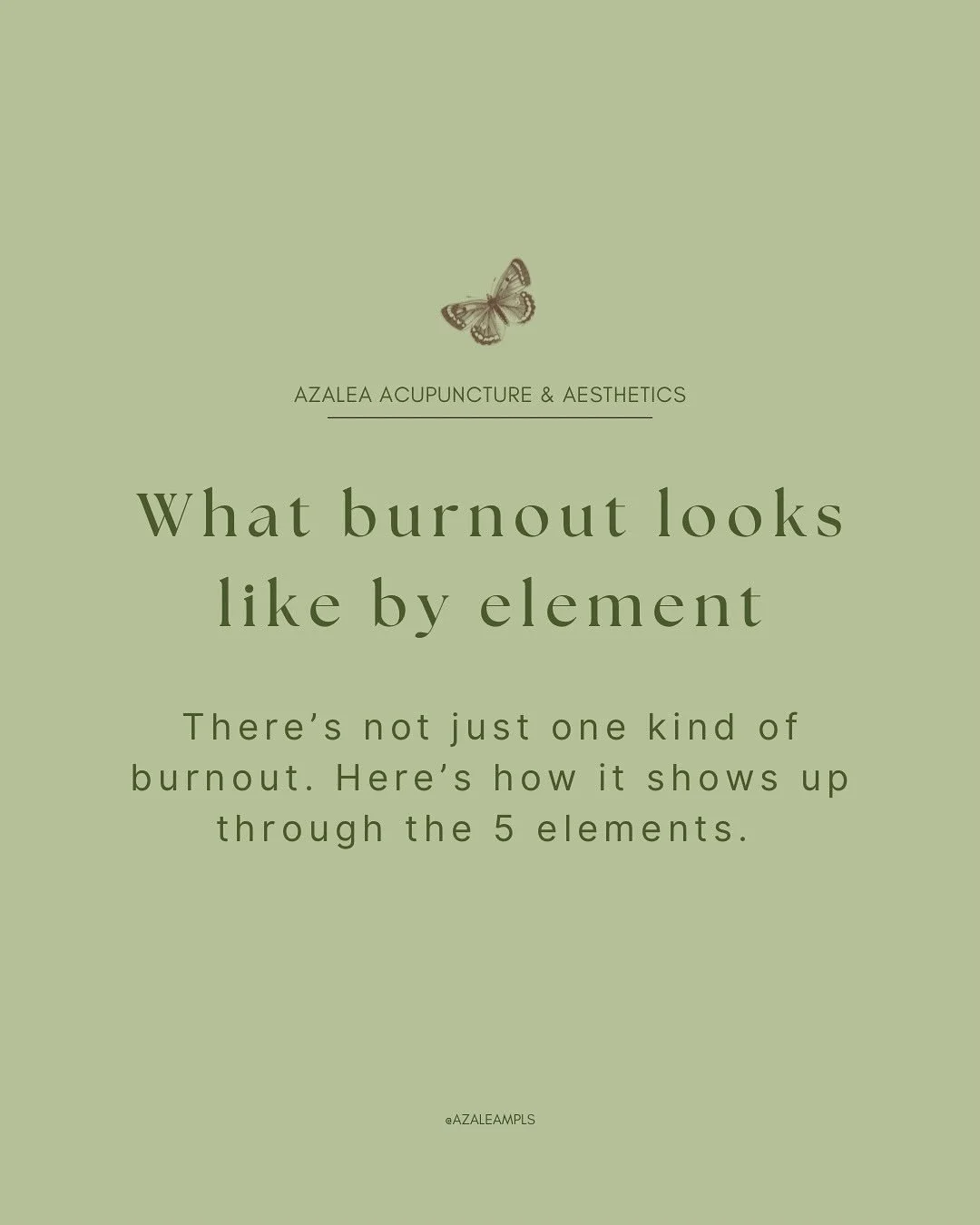 Burnout doesn&rsquo;t look the same for everyone.

In Chinese Medicine, it depends on your pattern. 🌬️🔥🌿🌾💧

When your system is stressed or overextended, different organ systems respond in different ways.

Here&rsquo;s how burnout may show up in