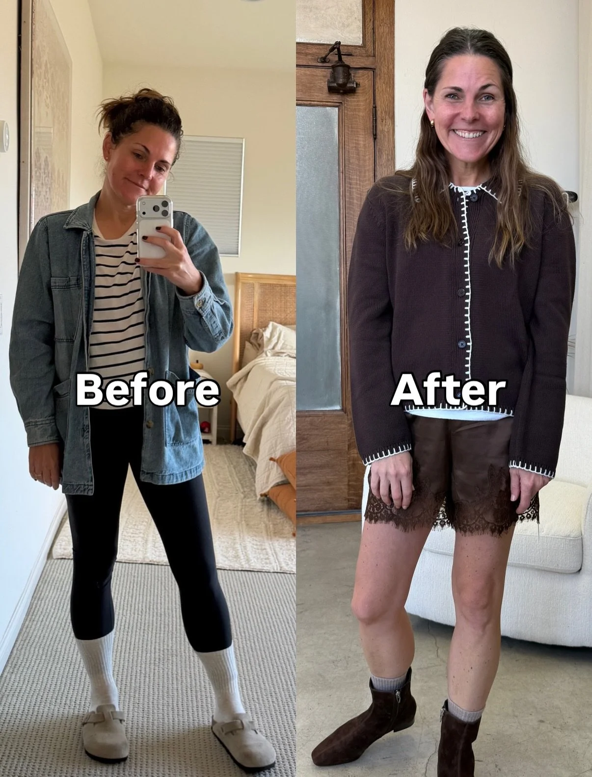 At one point, your &ldquo;easy outfits&rdquo; were exactly what you needed.

They helped you survive the busy seasons.

They let you get dressed in 2 seconds without thinking.
Leggings. A baggy tee. Done.

But does it still serve you NOW?

Do you get