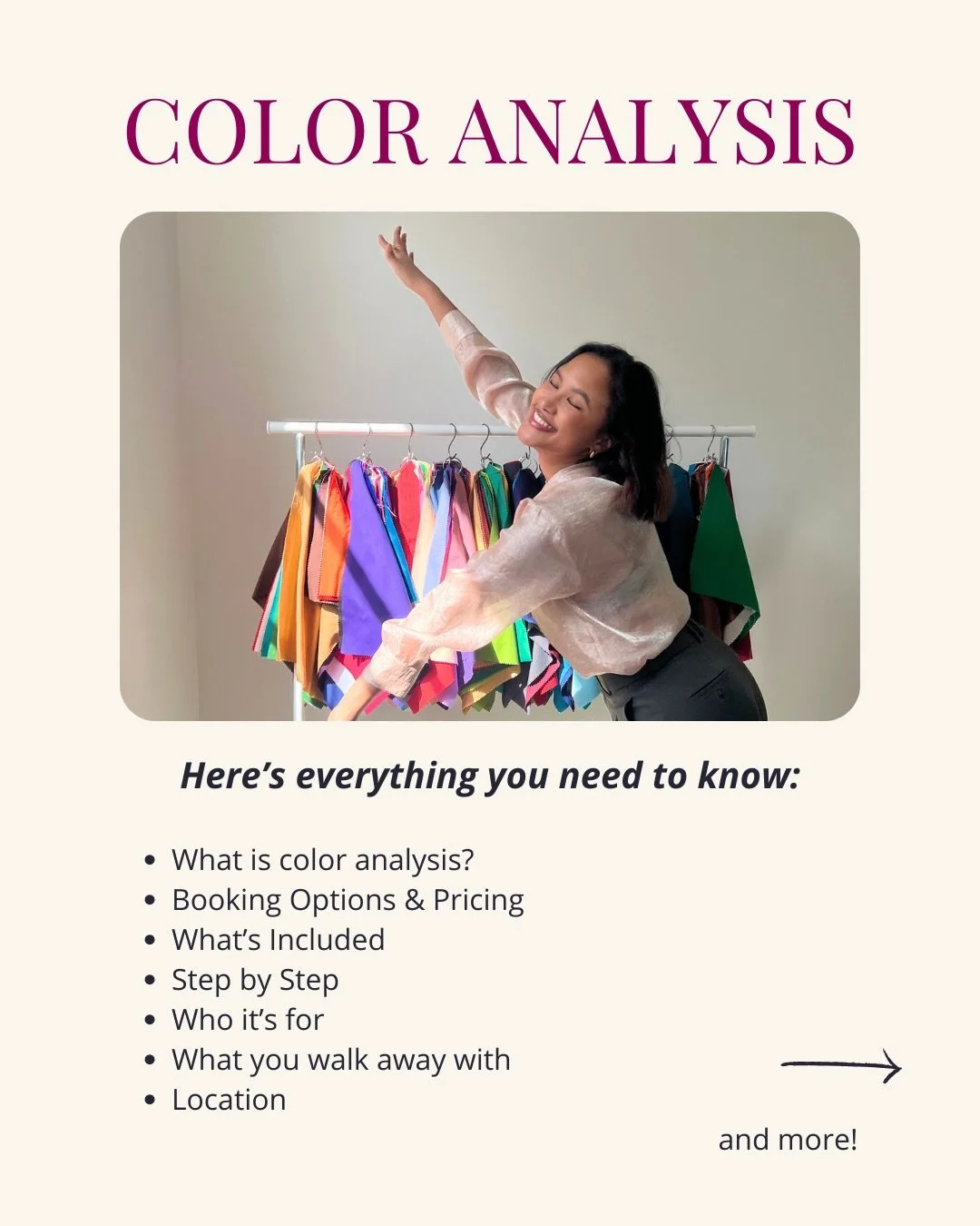 COLOR ANALYSIS🎨

Discover your best colors for clothes, hair, accessories and makeup✨

Comment or DM me &ldquo;COLOR&rdquo; to book, or to learn more. Let&rsquo;s chat 💬 

#coloranalysis #coloranalyst #personalstylist #personalstyle #confidentstyle