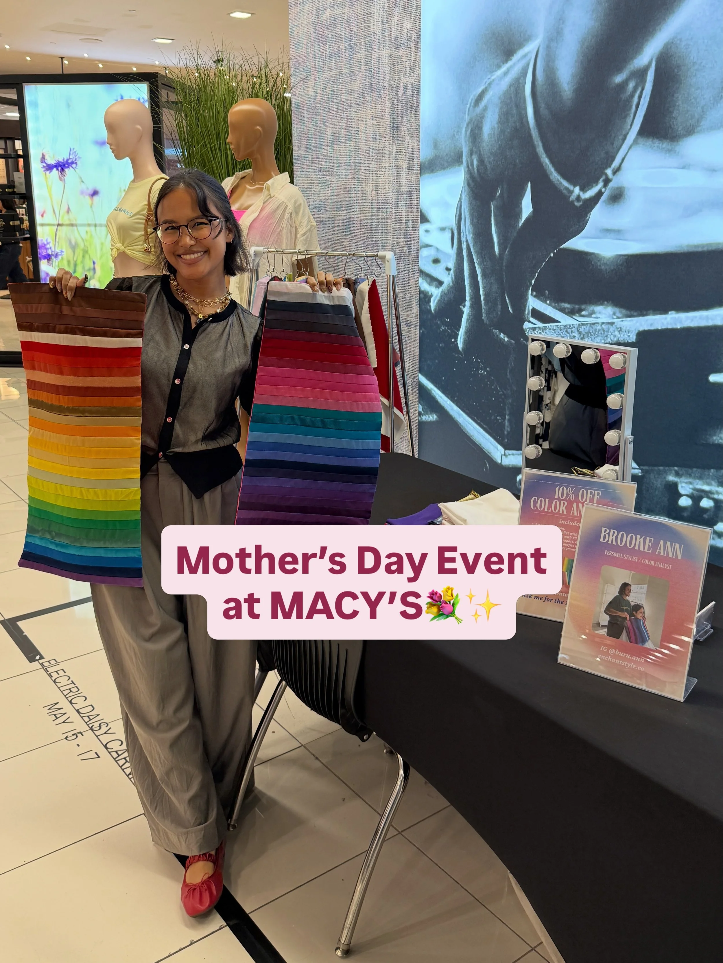 Mothers Day Celebration with @macys Glendale💐✨

Got to do many analysis for moms and daughters, including my youngest analysis with a 9 year old girl🫶🏽

Thank you Macy&rsquo;s for having me. 
And happy (belated) Mother&rsquo;s Day to all mothers💜
