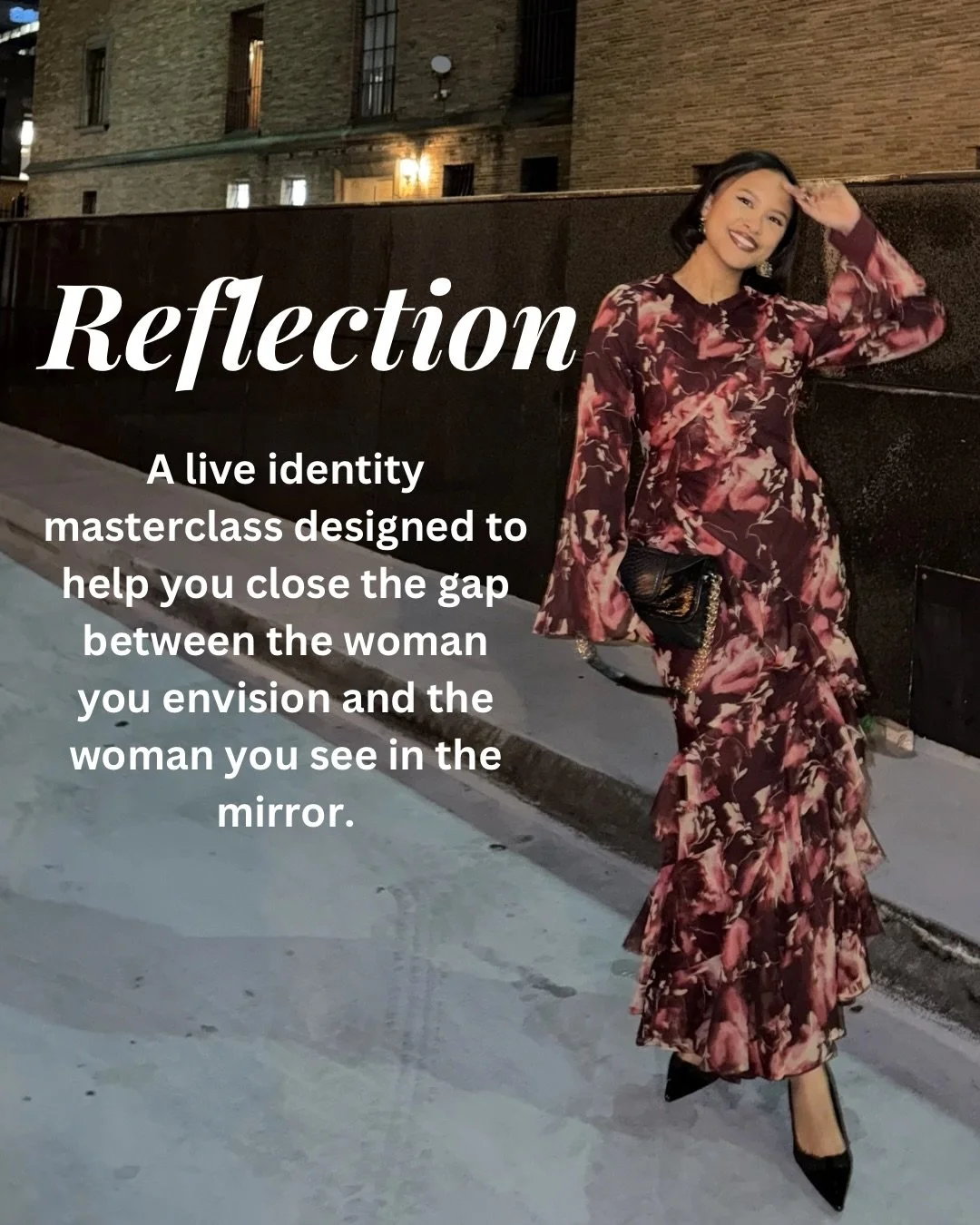 This is your invitation to rehearse being HER🪞

✨ Learn the 3 step reflection framework
✨ Gain clarity on who you&rsquo;re becoming
✨ Start reflecting her through your style, energy, and everyday choices

🗓️ June 22nd
🕛 12PM PST
📍Live on Zoom (re