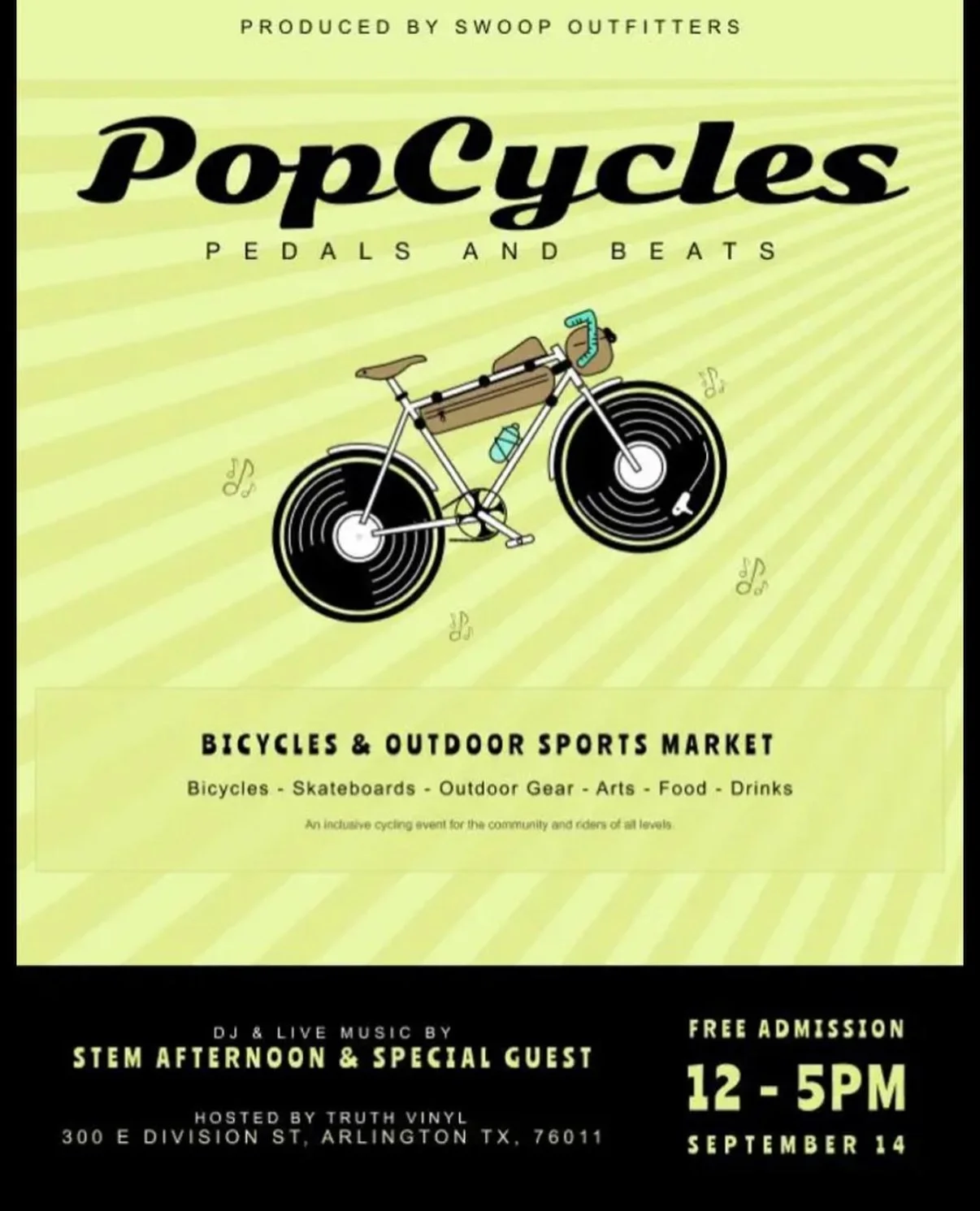 Popcycles Pedals and Beats Swap Meet!