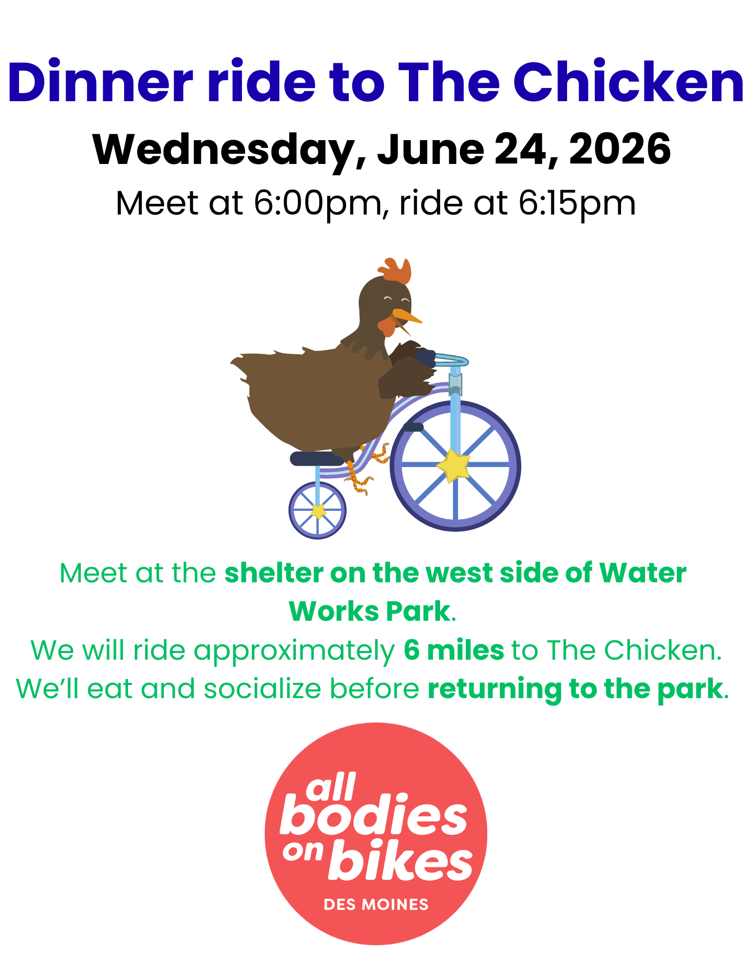 Des Moines - Dinner Ride to The Chicken