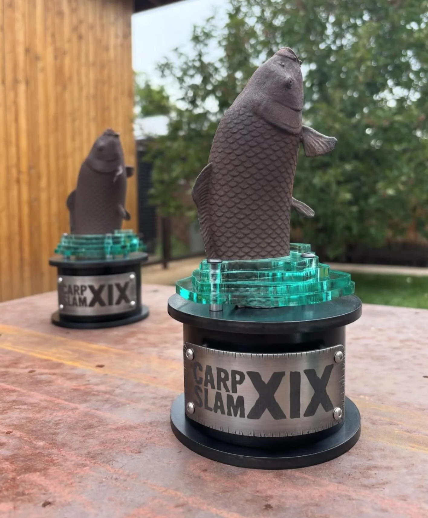 Truly amazing artwork/sculptures from @fortissimo.works for this year&rsquo;s CarpSlamXIX trophies. Thanks so much for your sponsorship and support of DTU and our River cleanup efforts. #protecttheplatte