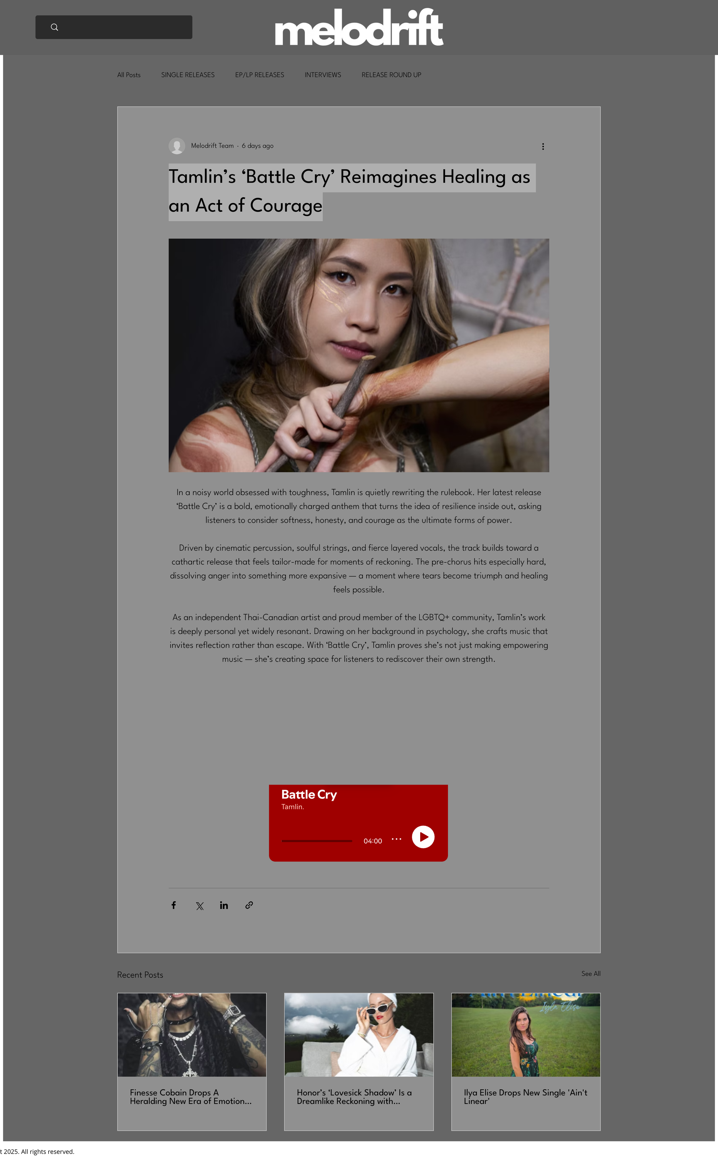 Screenshot of the blog by Melodrift