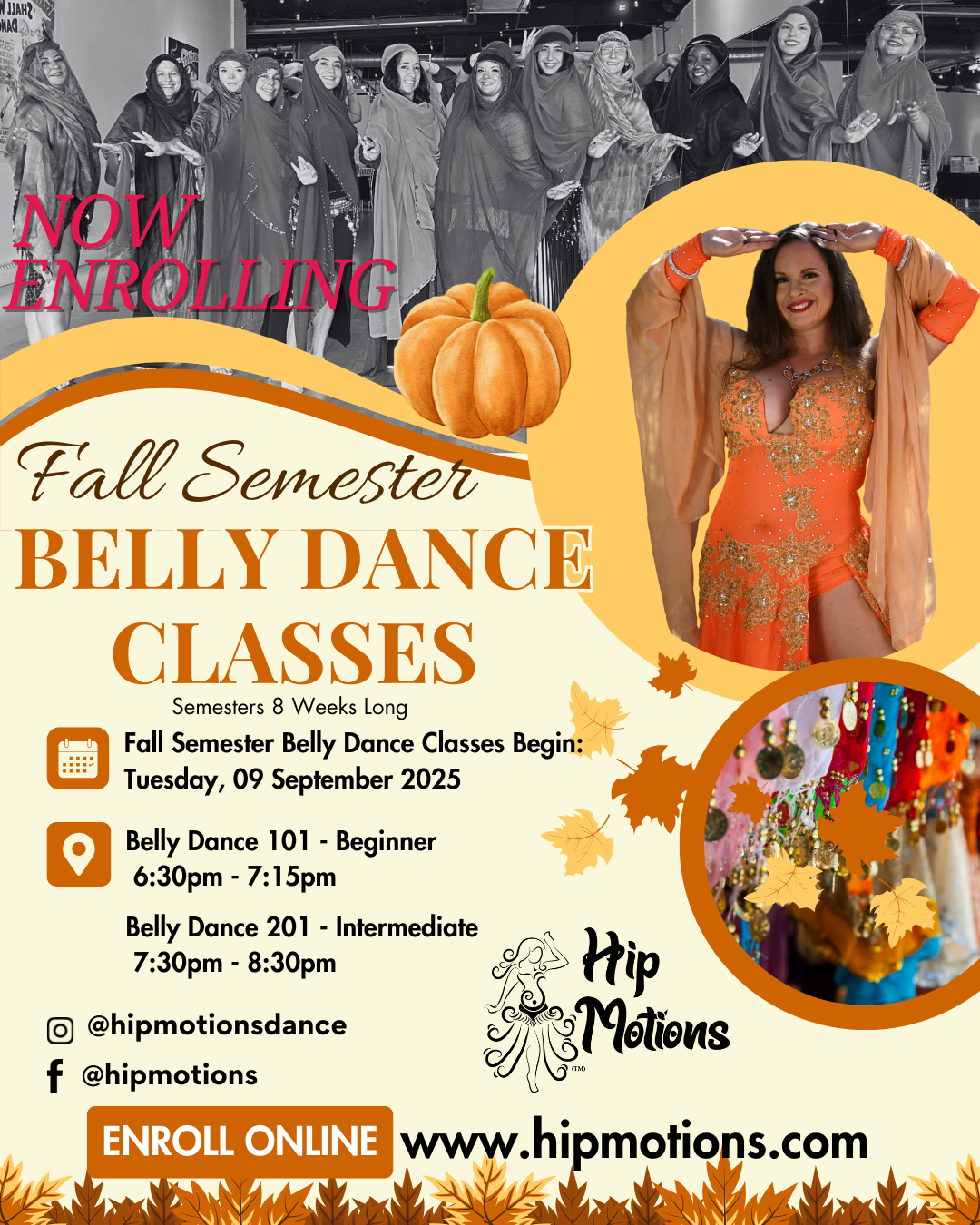 Hip Motions Belly Dance Classes - Fall Semester 2025