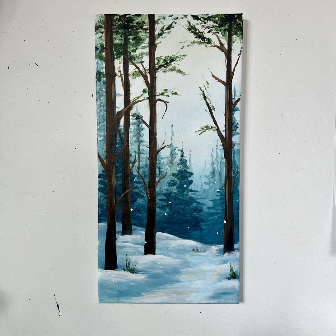 Snowy Path - Step by Step Acrylic Painting Class
