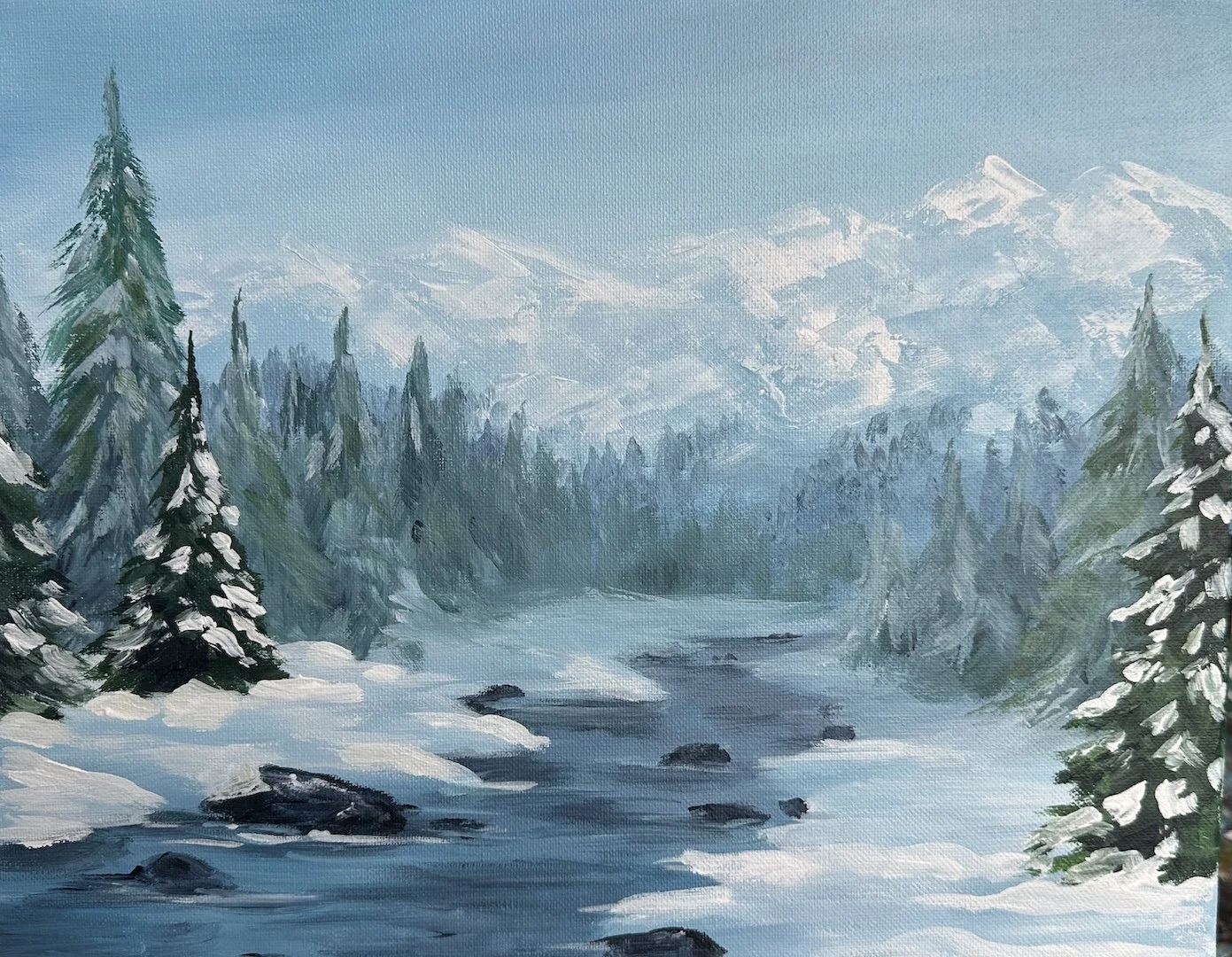 Winter Creek - Step -by-Step Acrylic Painting Class 
