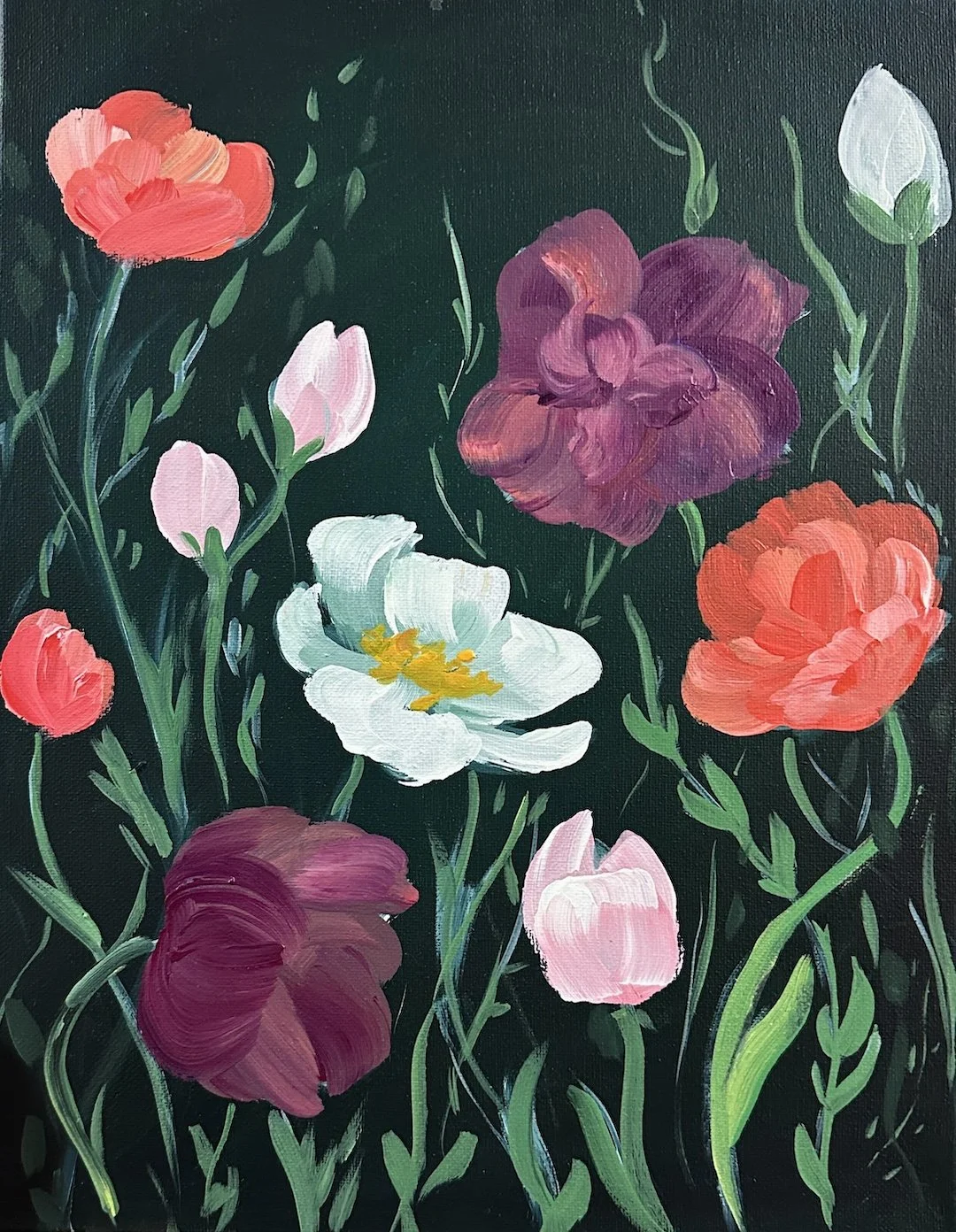 Moody Vintage Flowers - Beginner Acrylic Painting Class