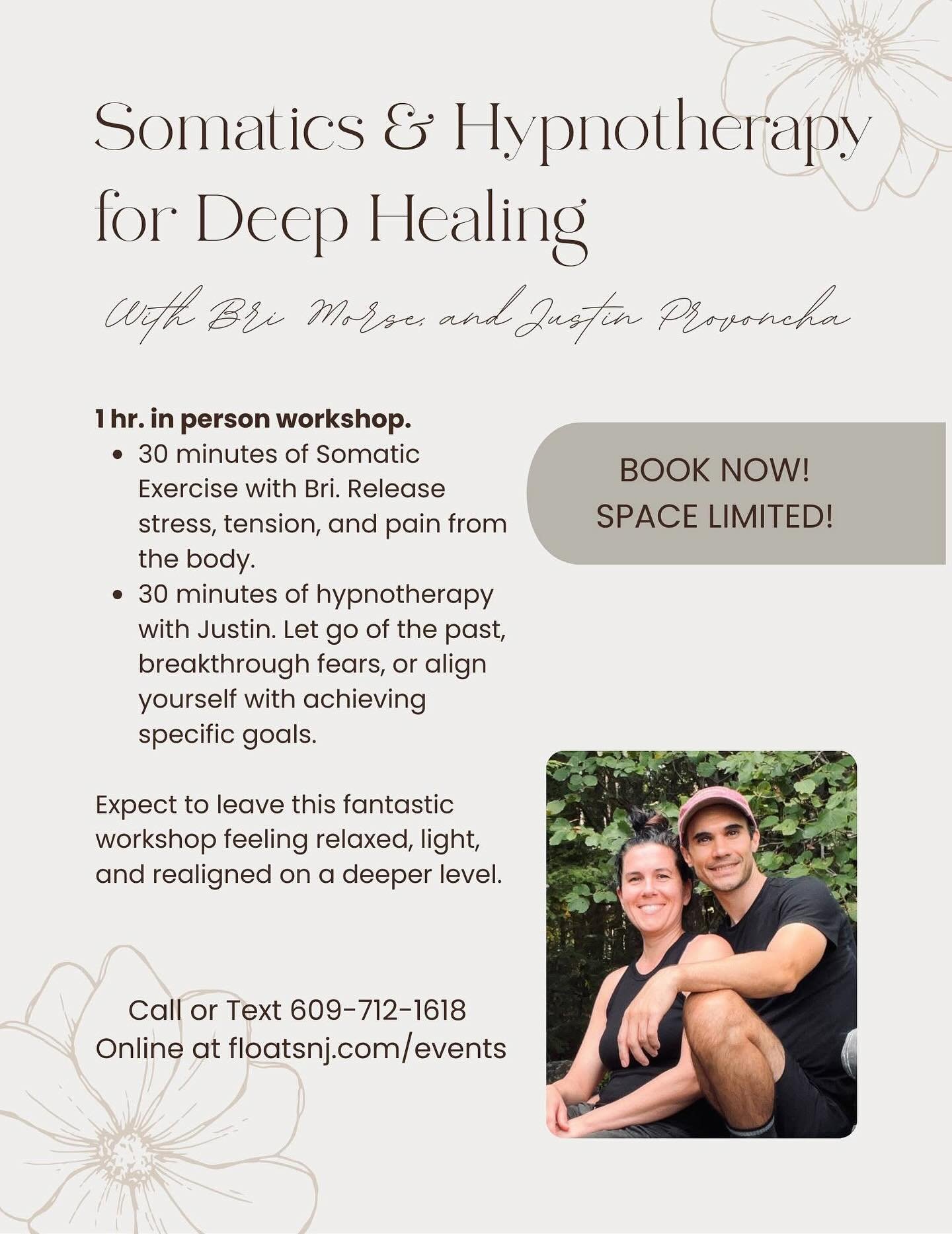✨In person workshop✨ This Tuesday 7/22, 7pm at Float in Marlton.
-
This one-hour journey blends gentle movement and guided hypnosis to help you release what&rsquo;s been weighing on you physically, mentally, and emotionally.

Begin with 30 minutes of
