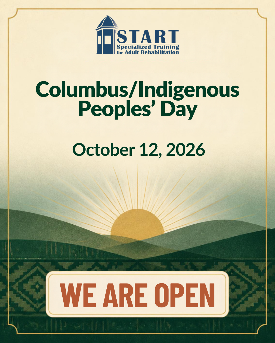 Columbus/Indigenous People Day: WE ARE OPEN