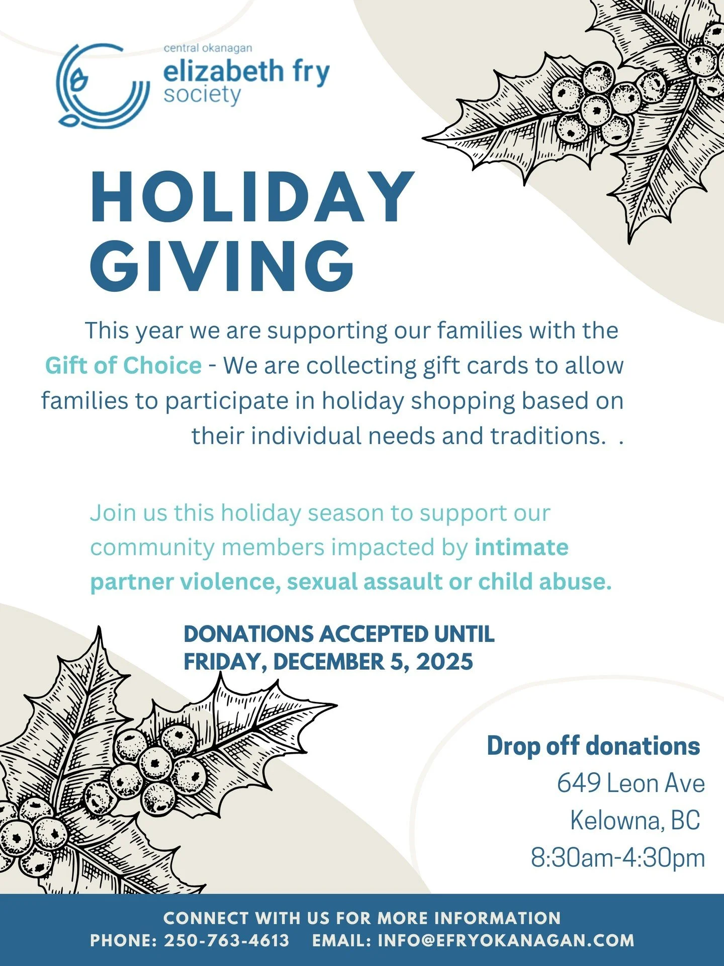 Supporting survivors of Intimate Partner Violence, sexual assault and child abuse through our downtown Kelowna location and as part of the multi-disciplinary team at the Kelowna Child and Youth Advocacy Centre. We provide specialized victim services 