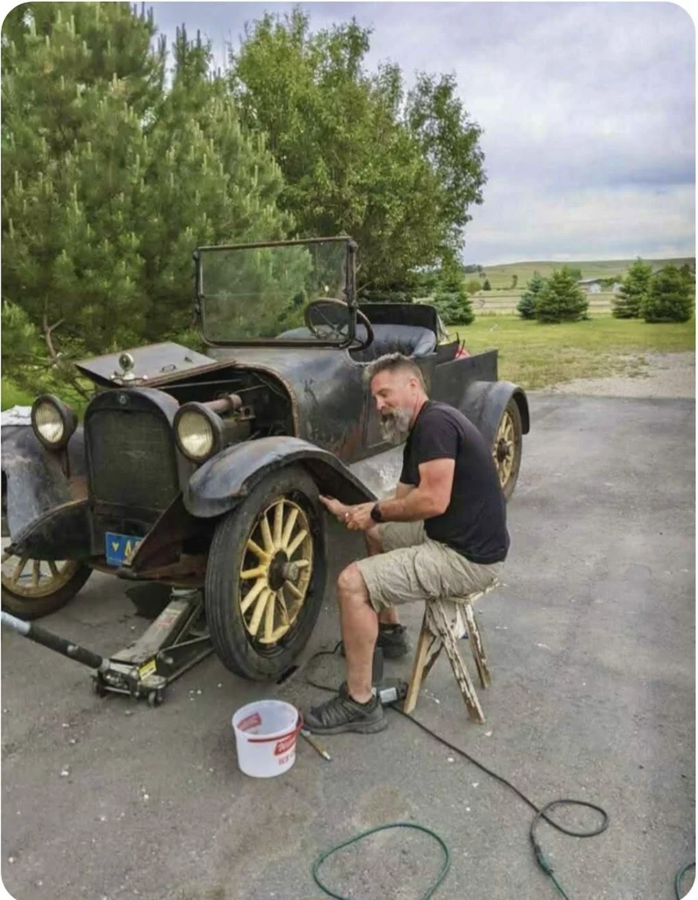 SHAWN GAVNE WITH HIS 1917 DODGE BROTHERS TOURING TRUCK