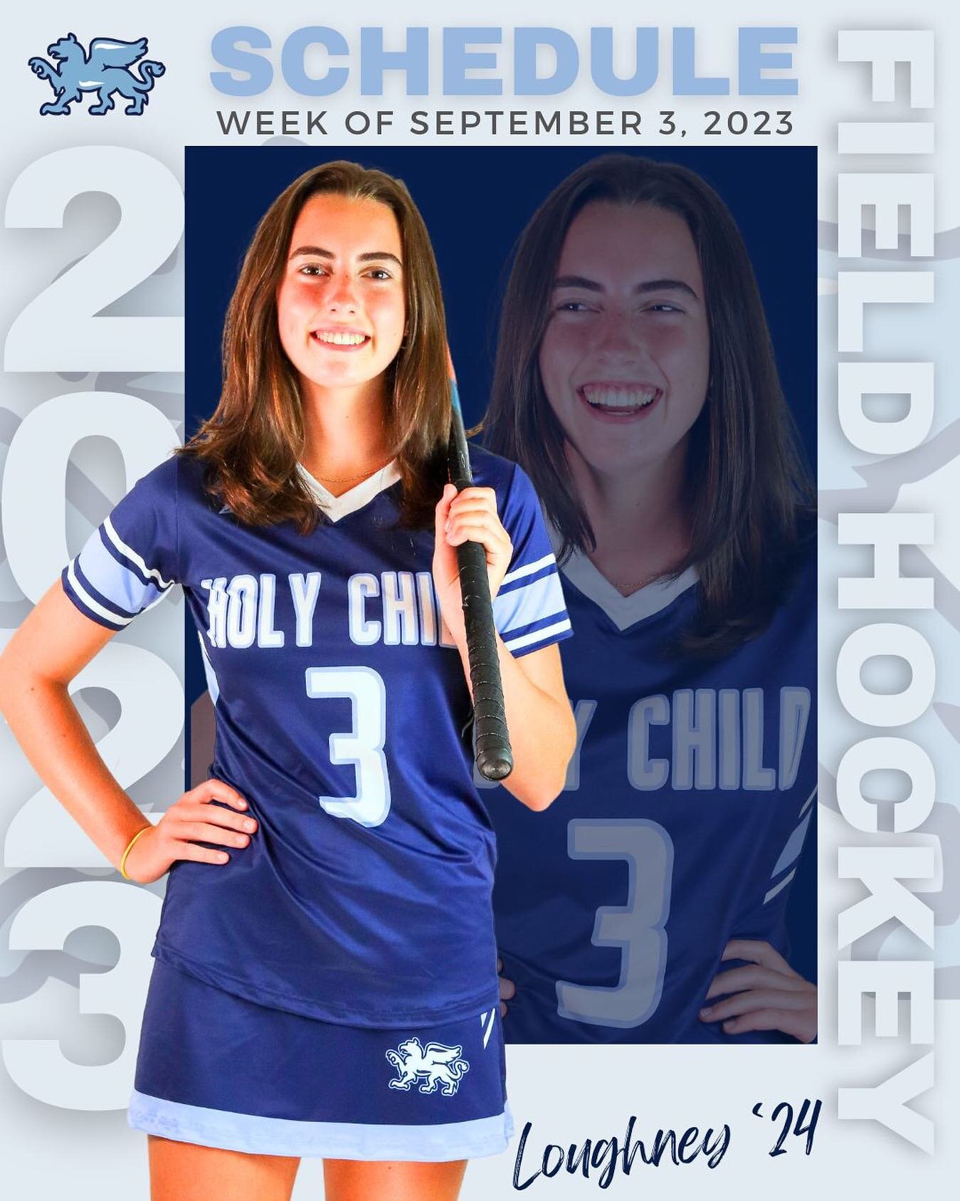 Holy Child Field Hockey Weekly Preview! Get ready to witness some epic field hockey action this week!  Set your calendar reminders, and we'll see you on the sidelines to cheer on our Gryphons! 

Saturday, 9/9: Varsity, 4:00 PM, home vs. the Hopkins S