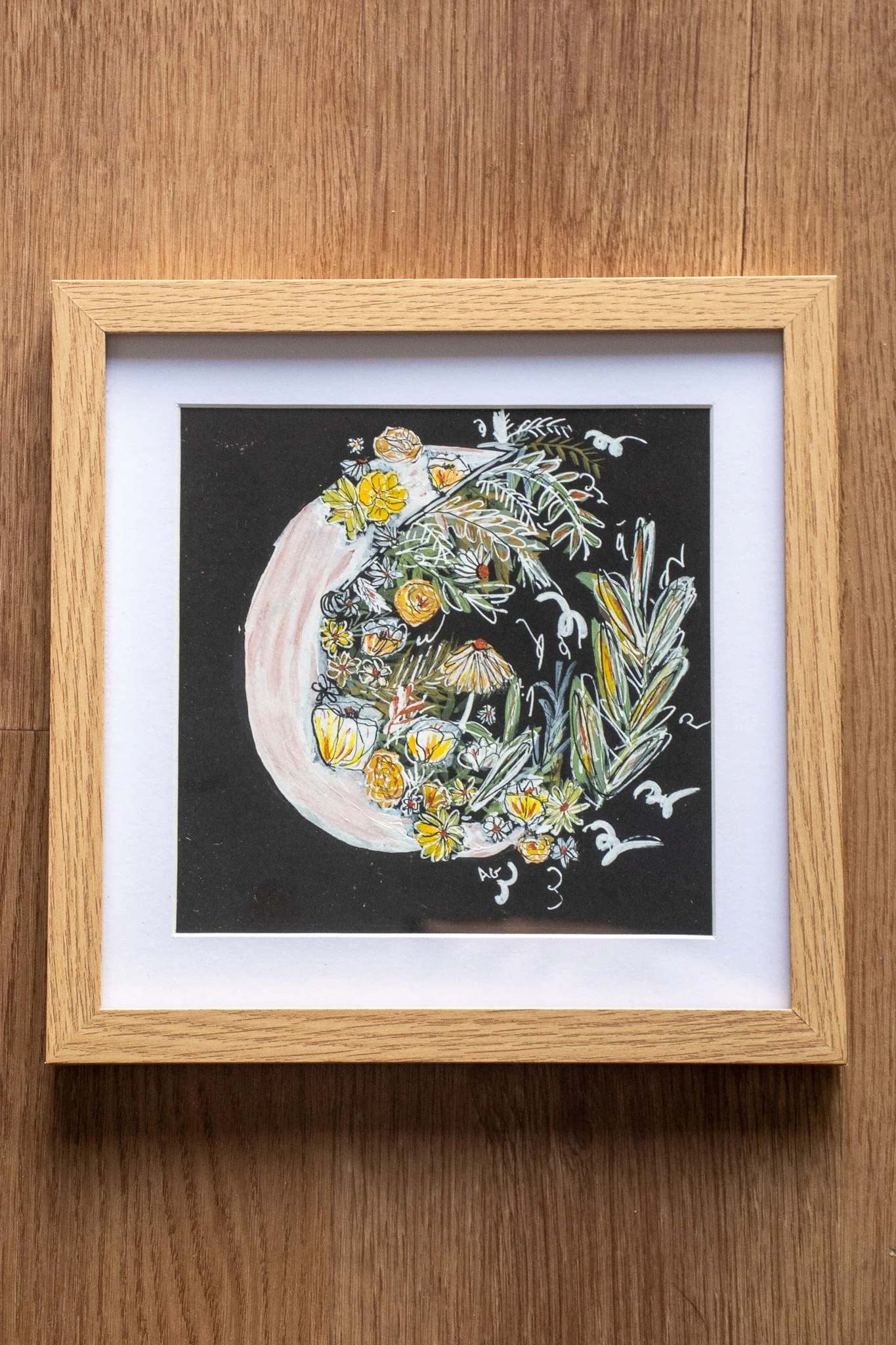 Lantern's Glow Floral Moon Original Framed Artwork_2.jpg