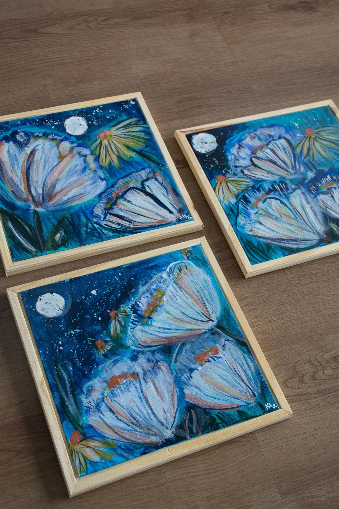 Aquarius Moon Flowers Paintings Group 3 AG Art.jpg