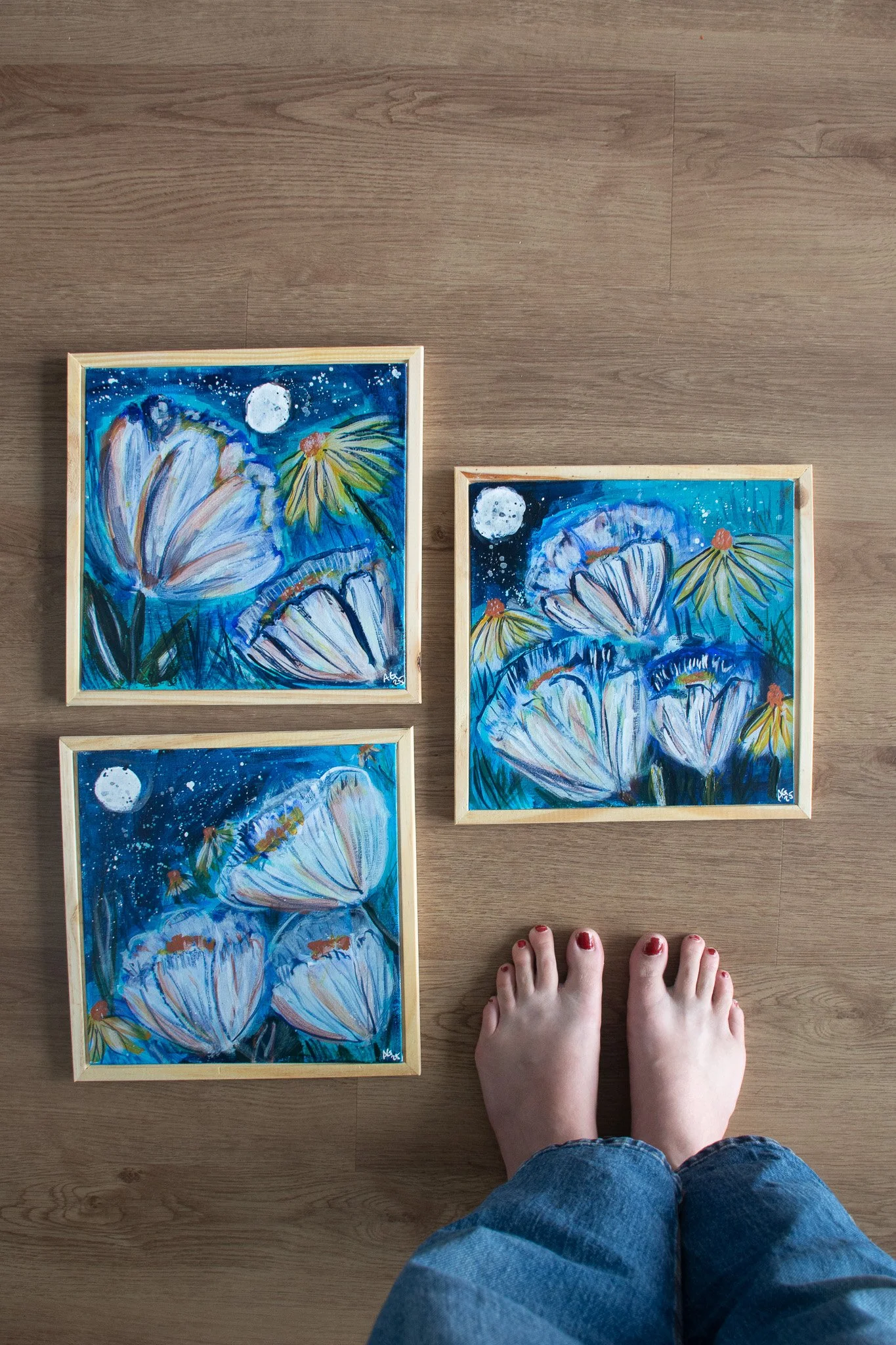 Aquarius Moon Flowers Paintings Group 2 AG Art.jpg