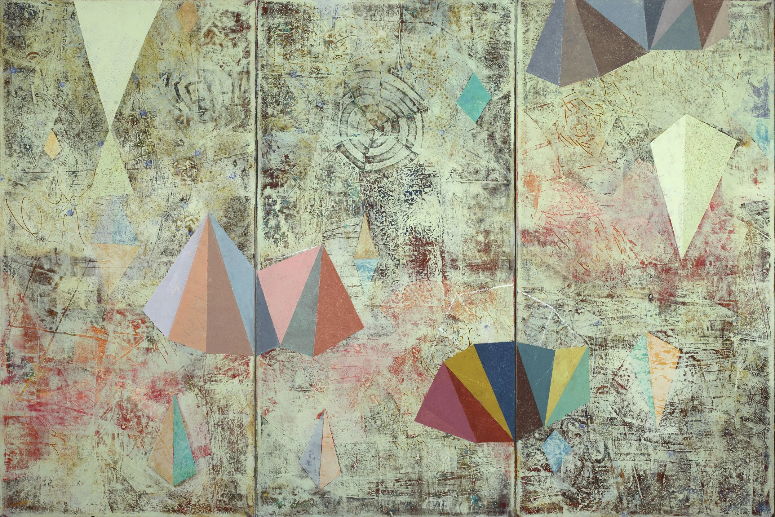 To Dance Beneath the Diamond Sky | oil and cold wax on panel | 48x72 | by Anne Hebebrand