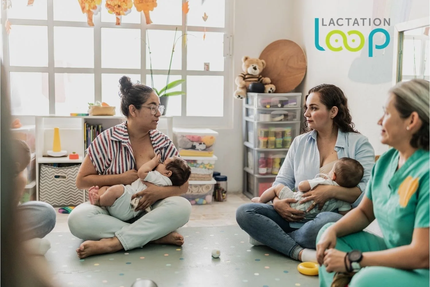 breastfeeding moms at a lactation office