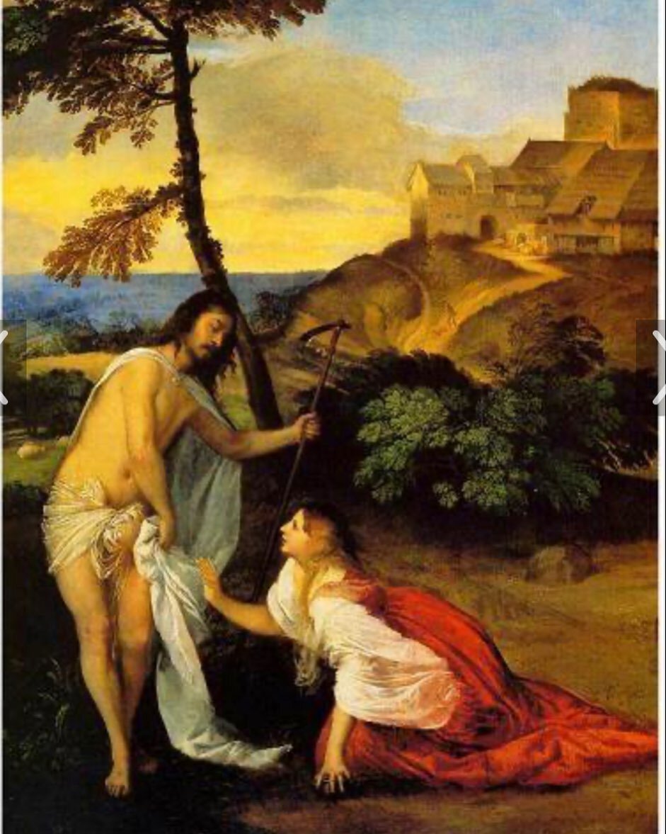 Happy Easter. 

The National Gallery&rsquo;s &lsquo;Noli me Tangere&rsquo; by Titian. 

www.vivhaxby.com
#bluebadgetouristguide #nationalgallery #easterweekend