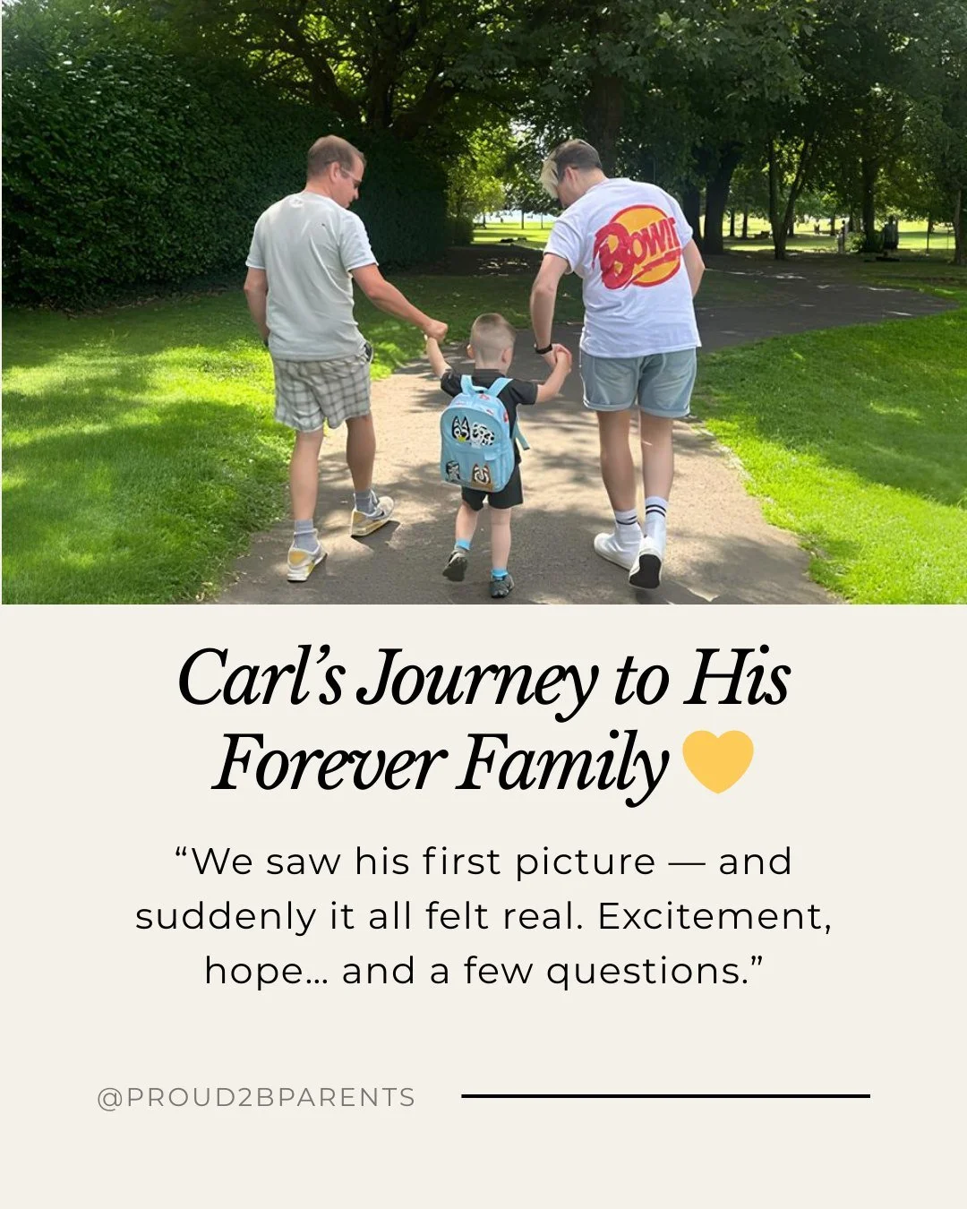 When Craig first saw Carl&rsquo;s photo, everything suddenly felt real.

The waiting. The hope. The questions. 💛

Carl&rsquo;s early life hadn&rsquo;t been easy, and reading his file was emotional and daunting. But when Craig and his husband finally