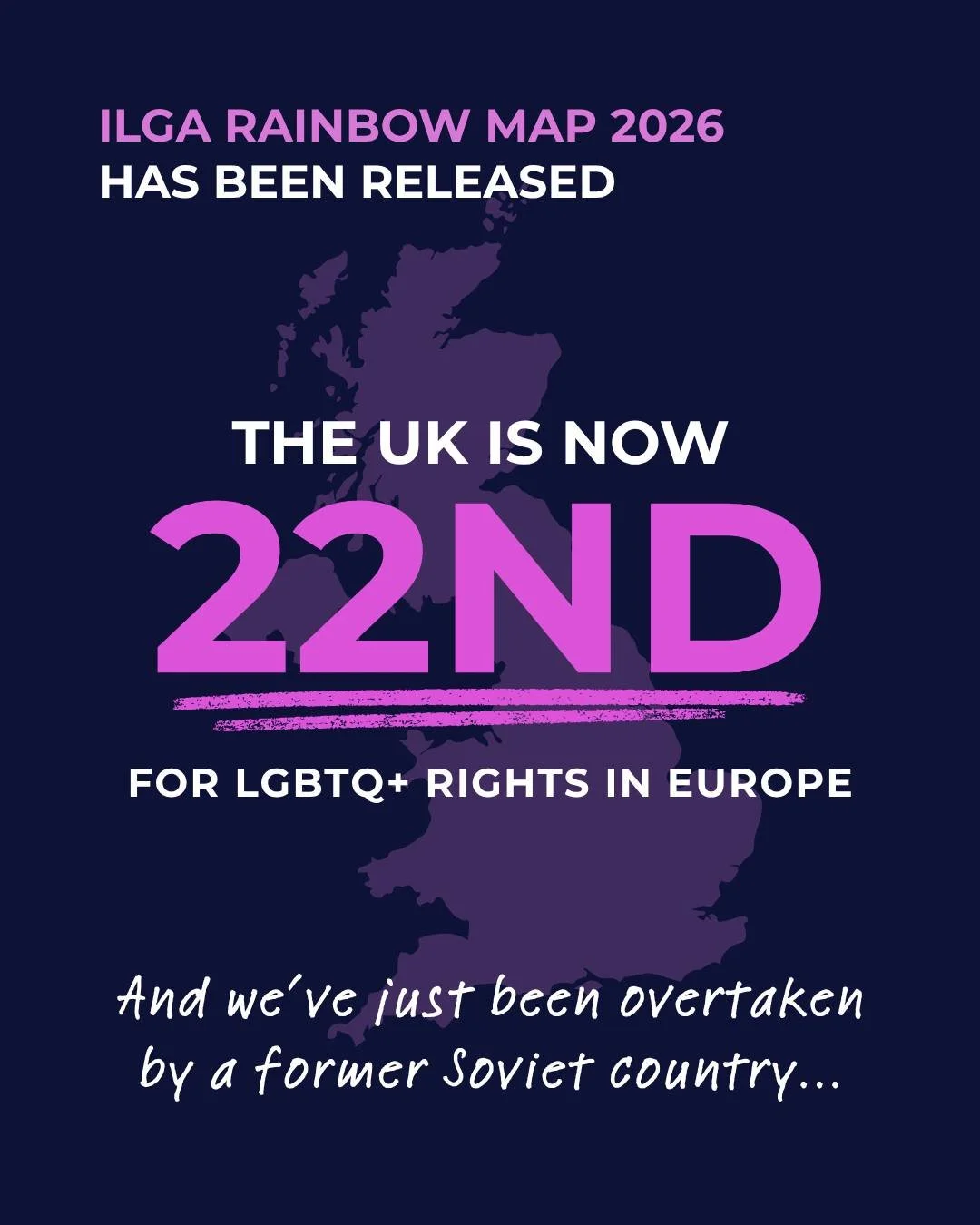The UK used to lead Europe on LGBTQ+ rights.

Now we&rsquo;re 22nd.

That didn&rsquo;t happen overnight.

And it didn&rsquo;t happen because every other country stood still.

They progressed. Expanded protections. Adapted. Improved.

Meanwhile, the U