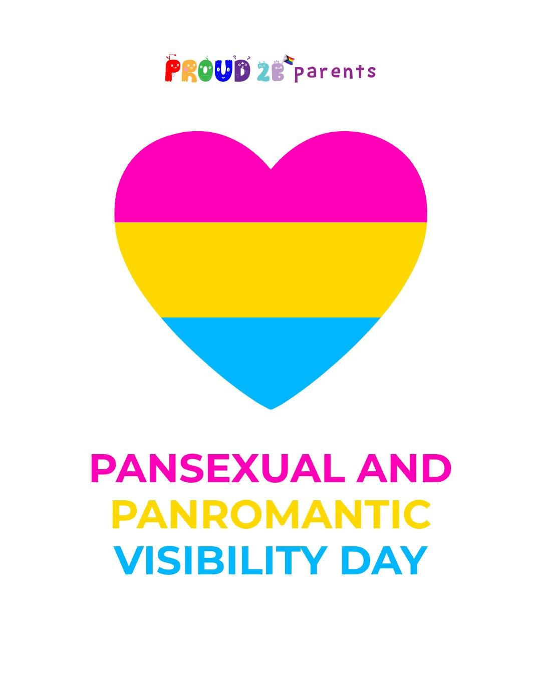 Today we celebrate Pansexual and Panromantic Visibility Day 🩷💛💙

At Proud 2 b Parents, we honour the beauty of pan identities and the many ways love and attraction can be experienced. Everyone deserves to feel seen, affirmed, and celebrated &mdash